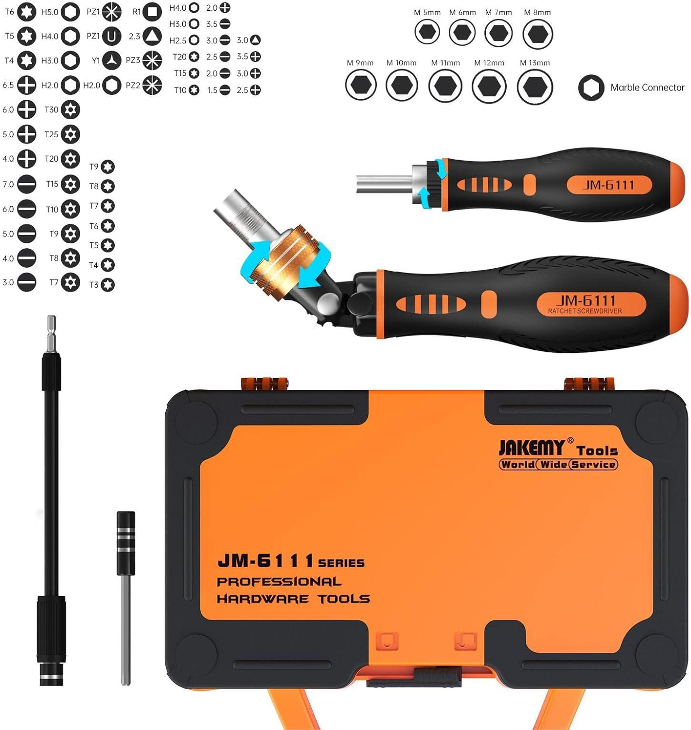 Household Ratchet Screwdriver Set, JAKEMY Precision Screwdriver Repair Tool Kit with 65