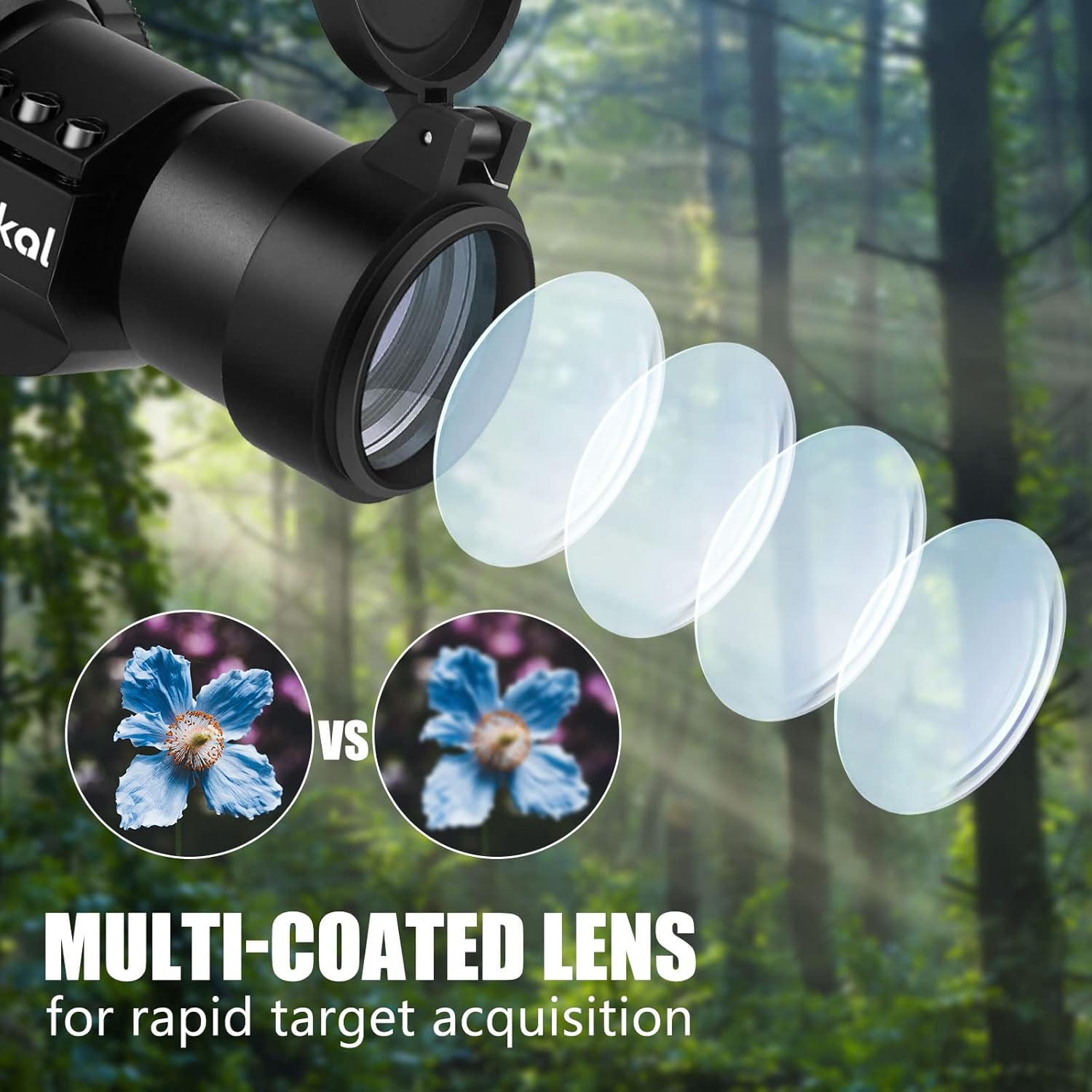 Kalkal Red Green Dot Sight, 4 MOA 1x30mm- Reflex Sight Scope, Red Dot Optics for Picatinny Rail | Absolute Co Witness | Cantilever Mount,5 Brightness Settings