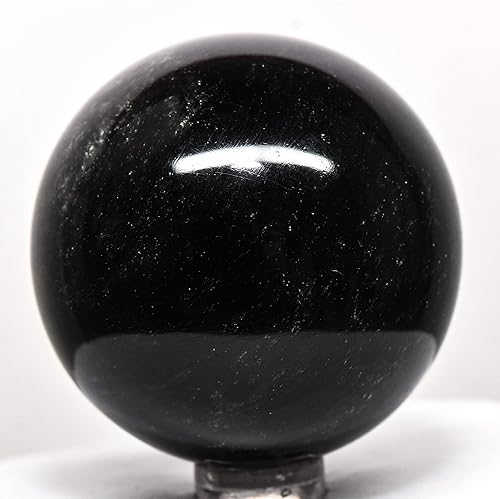 Miniatura 4 de Esfera de obsidiana brillante plateada de 2.1 pulgadas, bola mineral natural brillante de cristal volcánico, piedra preciosa pulida, México + soporte