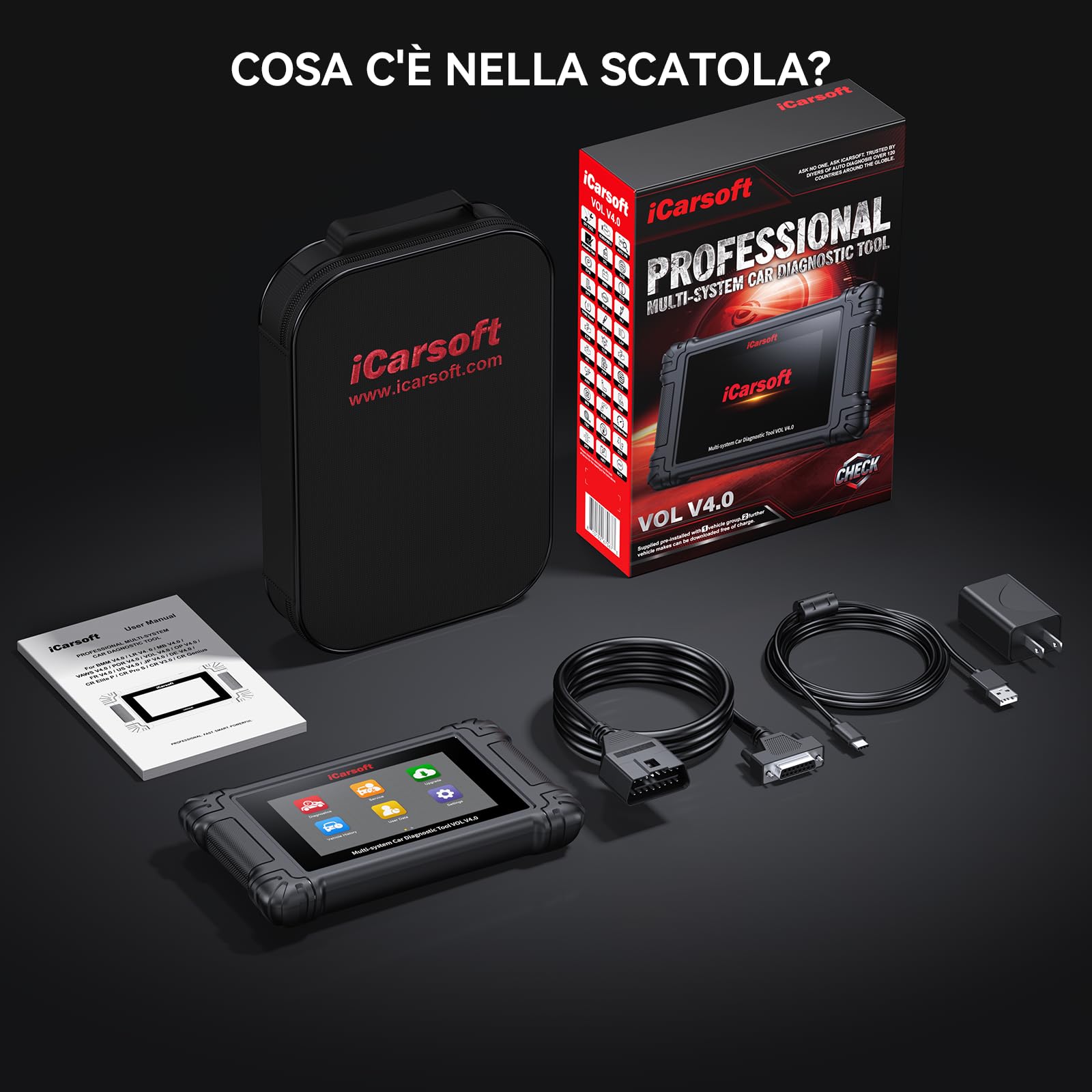 iCarsoft VOL V4.0 Scanner OBD2 Auto Diagnostica Bidirezionale per Volvo/SAAB+ 2 Marche di auto, Sistema Completo, Fino a 29 Servizi di Ripristino per Volvo/SAAB, Auto VIN, Aggiornamenti a Vita