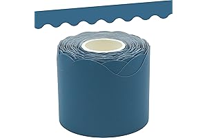 Teacher Created Resources Blue Scalloped Rolled Border Trim For Classroom-Inspired Bulletin Boards