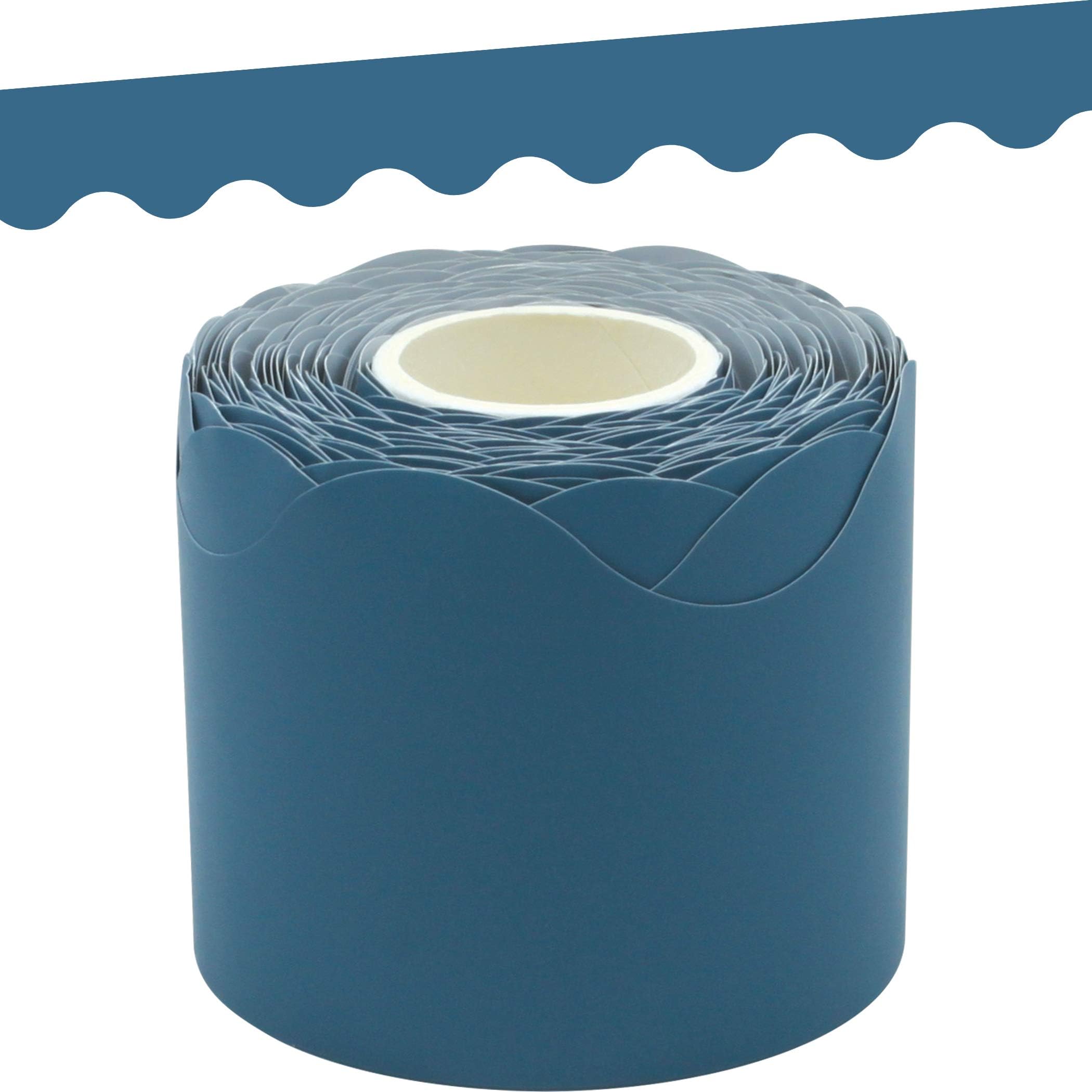 Slate Blue Scalloped Rolled Border Trim - 50ft - Decorate Bulletin Boards, Walls, Desks, Windows, Doors, Lockers, Schools, Classrooms, Homeschool & Offices