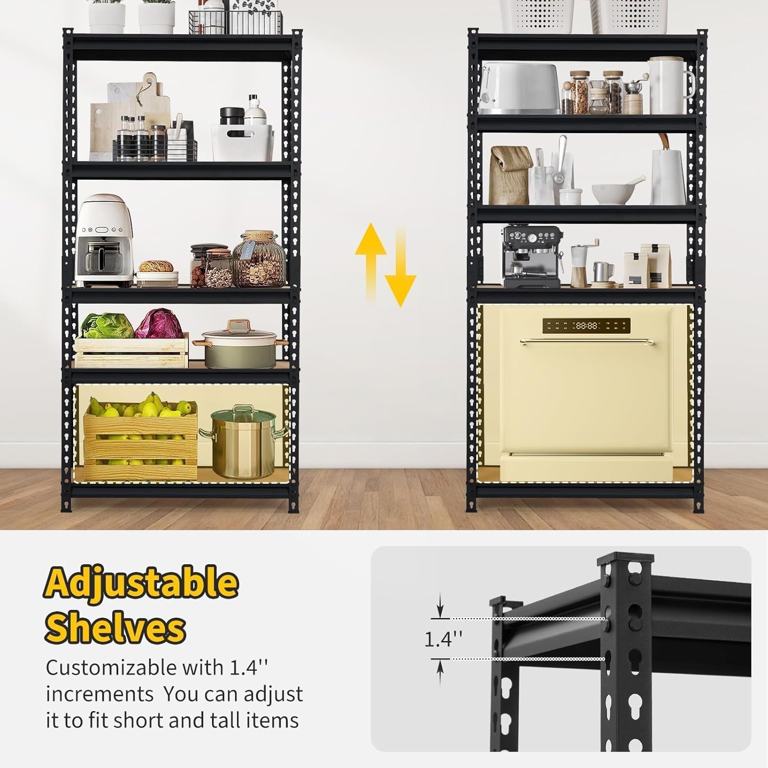 PeakPursuit Storage Shelving Unit, 5-Tier Adjustable Metal Storage Shelves, 48" L x 24" W x 72" H Heavy Duty Garage Storage Shelves for Kitchen Pantry Basement Bathroom Laundry - Image 5