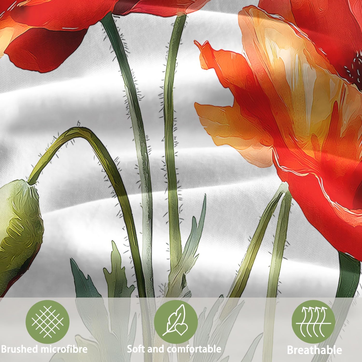 Generisch Romantische Blumen 3-teiliges Bettwäsche-Set, 1 Bettbezug 180 x 200 cm und 2 Kissenbezüge 80 x 80 cm, Bunter Medienstrauß,Mikrofaser, wendbar, modern, Teenager, Weiß