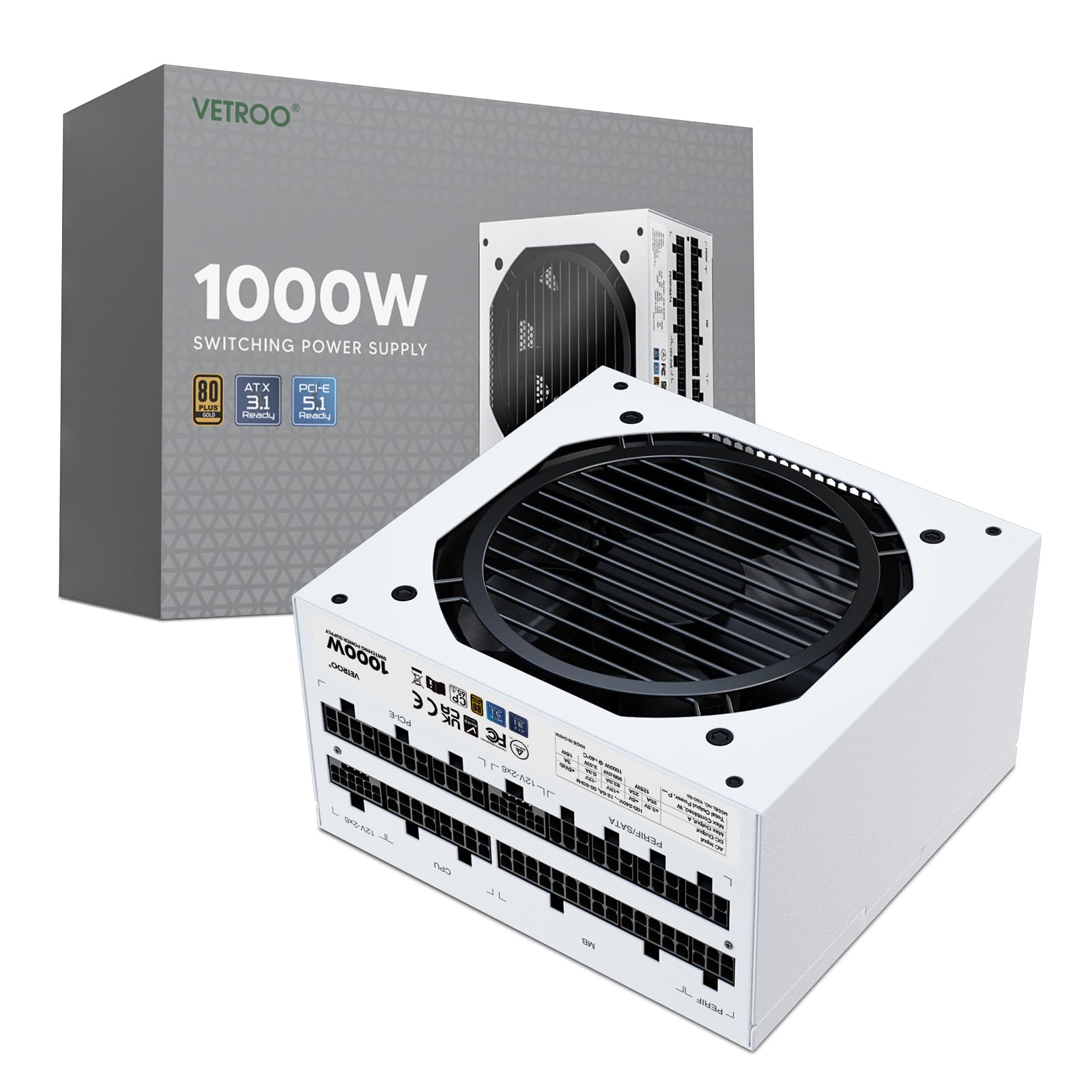 VETROO 1000W 電源ユニット 新品 Amazon.com: Vetroo 1000W White Power Supply ATX 3.1 Ready