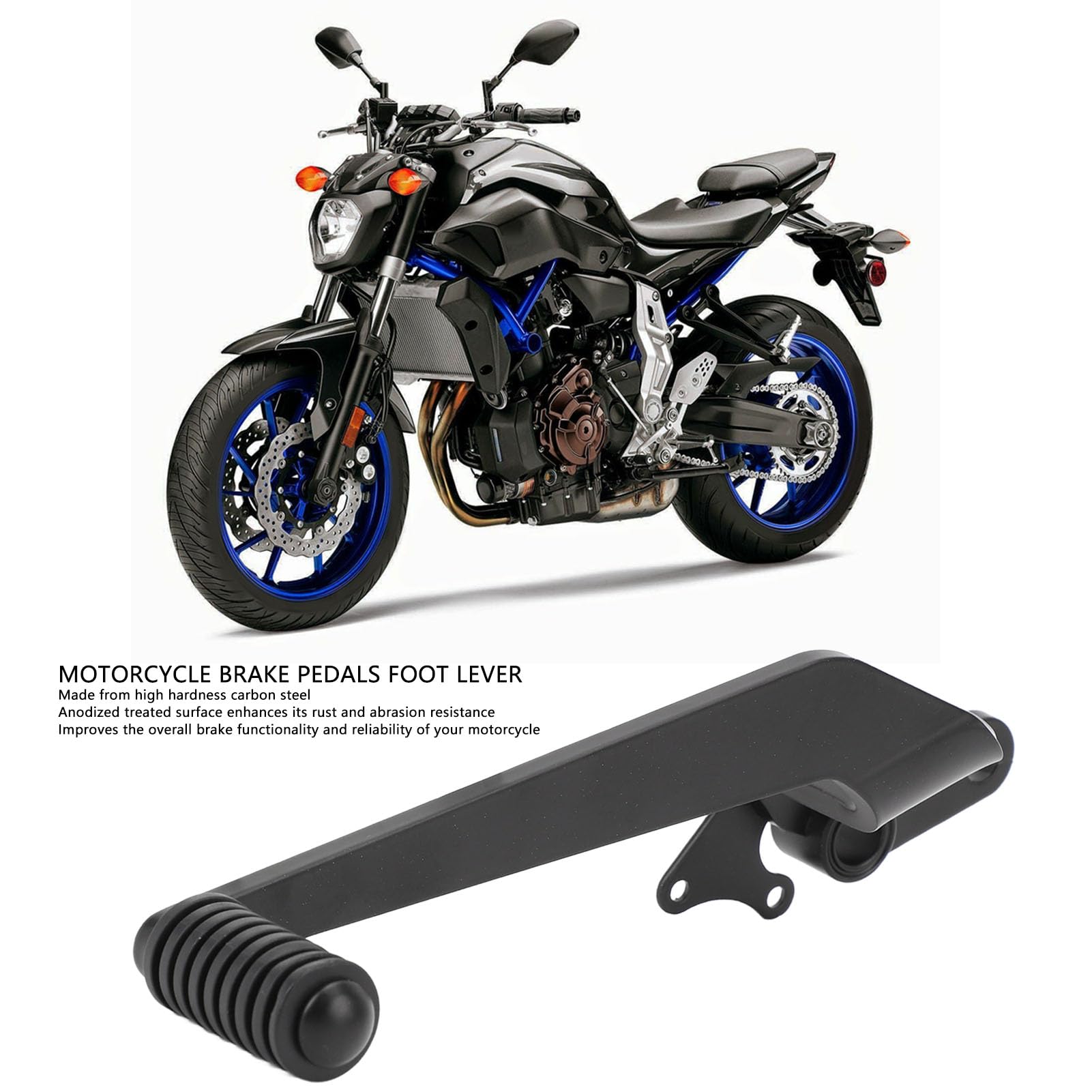 Palanca de freno de pie, brazo de pedal de freno trasero de acero al carbono compatible con MT-07 FZ-07 XSR700 2021-2024 conjunto trasero de motocicleta