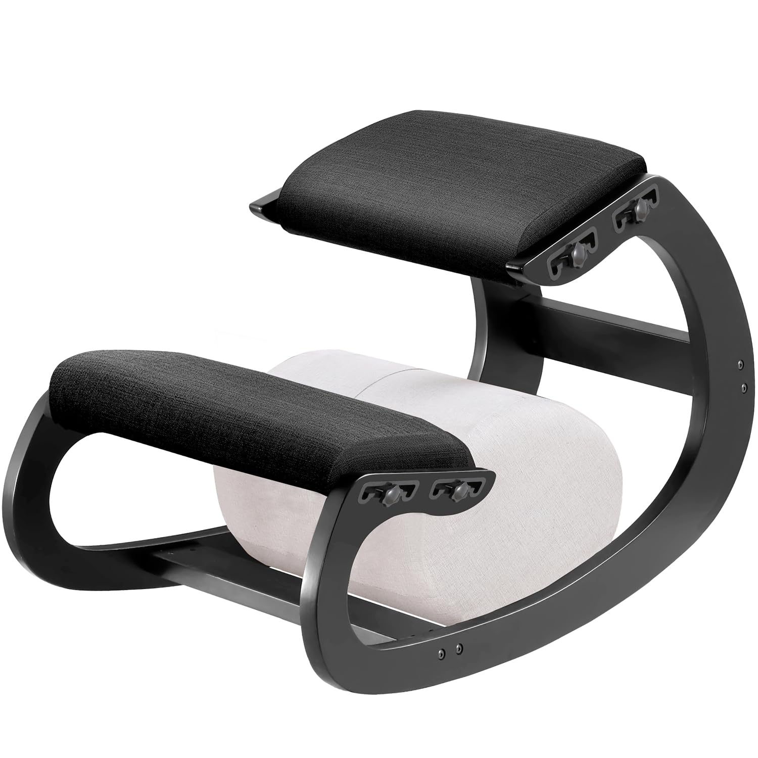 Adjustable Kniestuhl, Ergonomischer Schaukelstuhl aus Holz - Verbessern Sie Ihre Körperhaltung mit einem angewinkelten Sitz für Zuhause, Büro (Black)