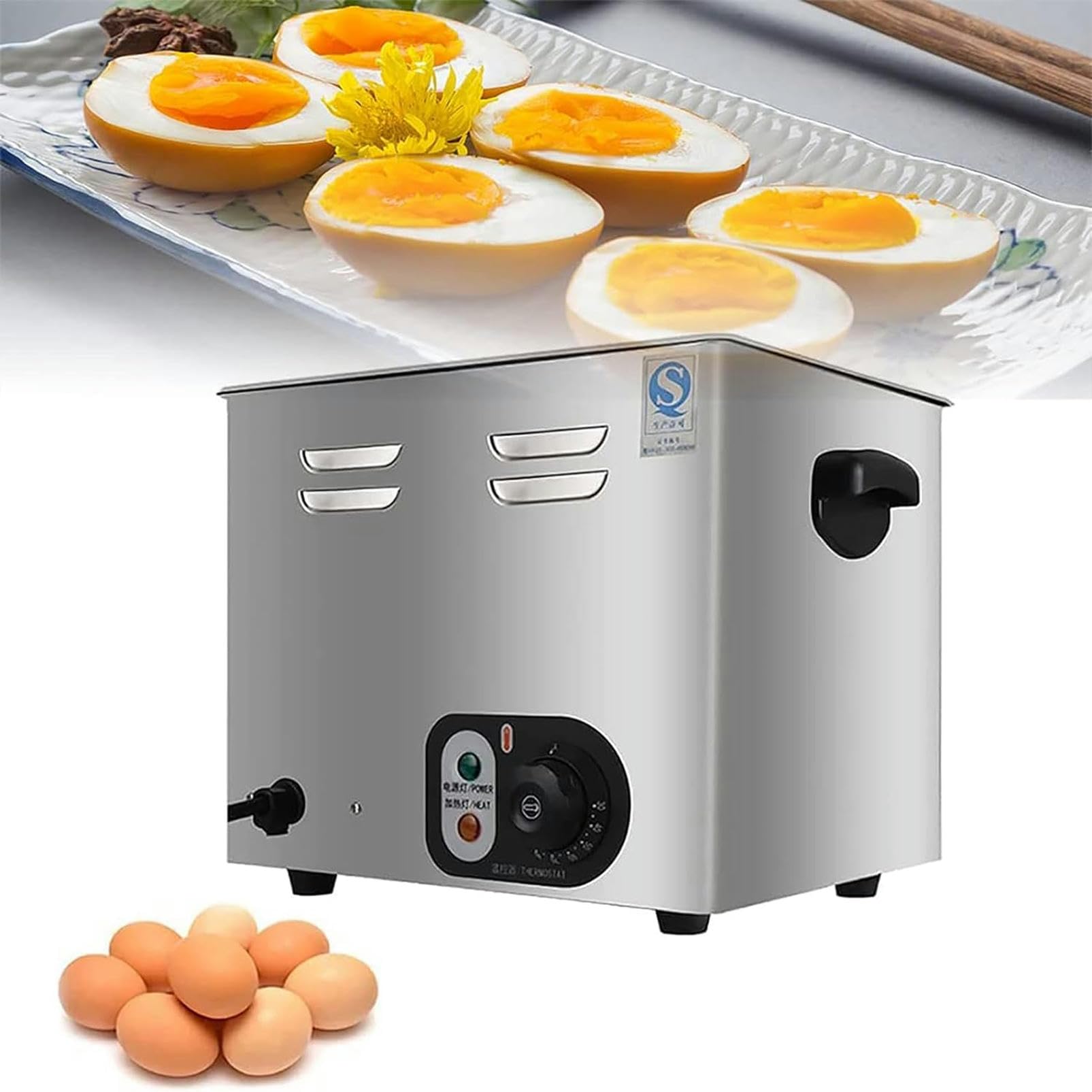 Cocedor automático de Huevos con resortes Calientes, 2600 W, eléctrico Comercial con Temperatura Constante, para 60 Huevos, para cocerlos rápidamente, tiernos, al Punto y escalfados.