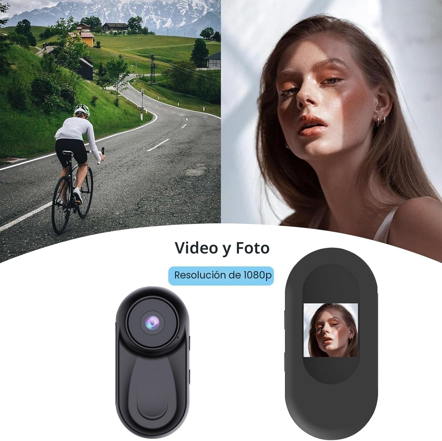 OBEST Mini Camara Accion Visión Nocturna 360 Cámara Deportiva Vlog Bodycam | Cámaras Corporal Cam Casco Moto 1080P con Pantalla 0,85", Camera POV Video para Actividades Diario, Acc multifunción Negro