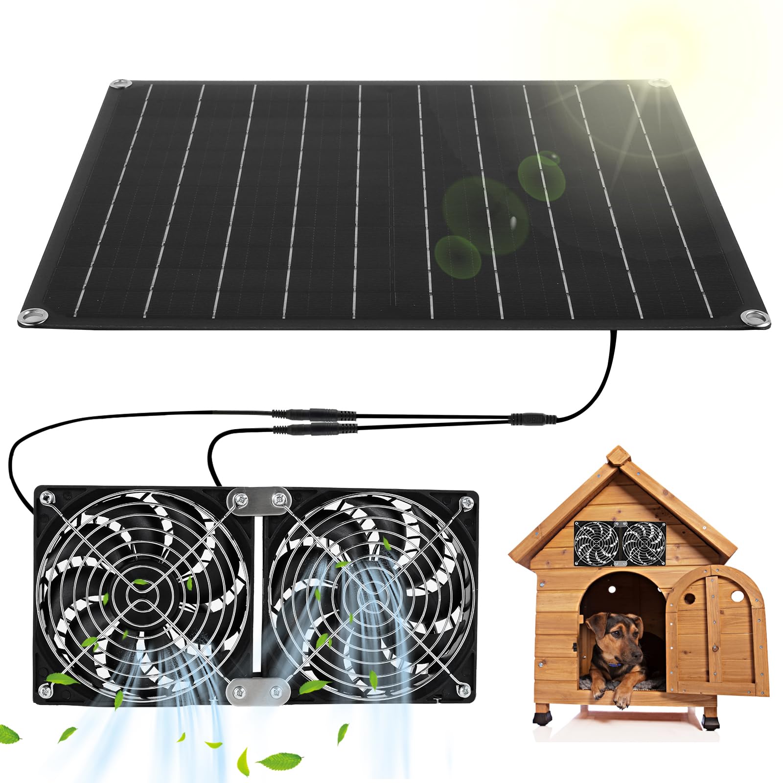 Ventilateur Solaire 12W Portable - Panneau Inclus, Pour Intérieur/extérieur, Neuf