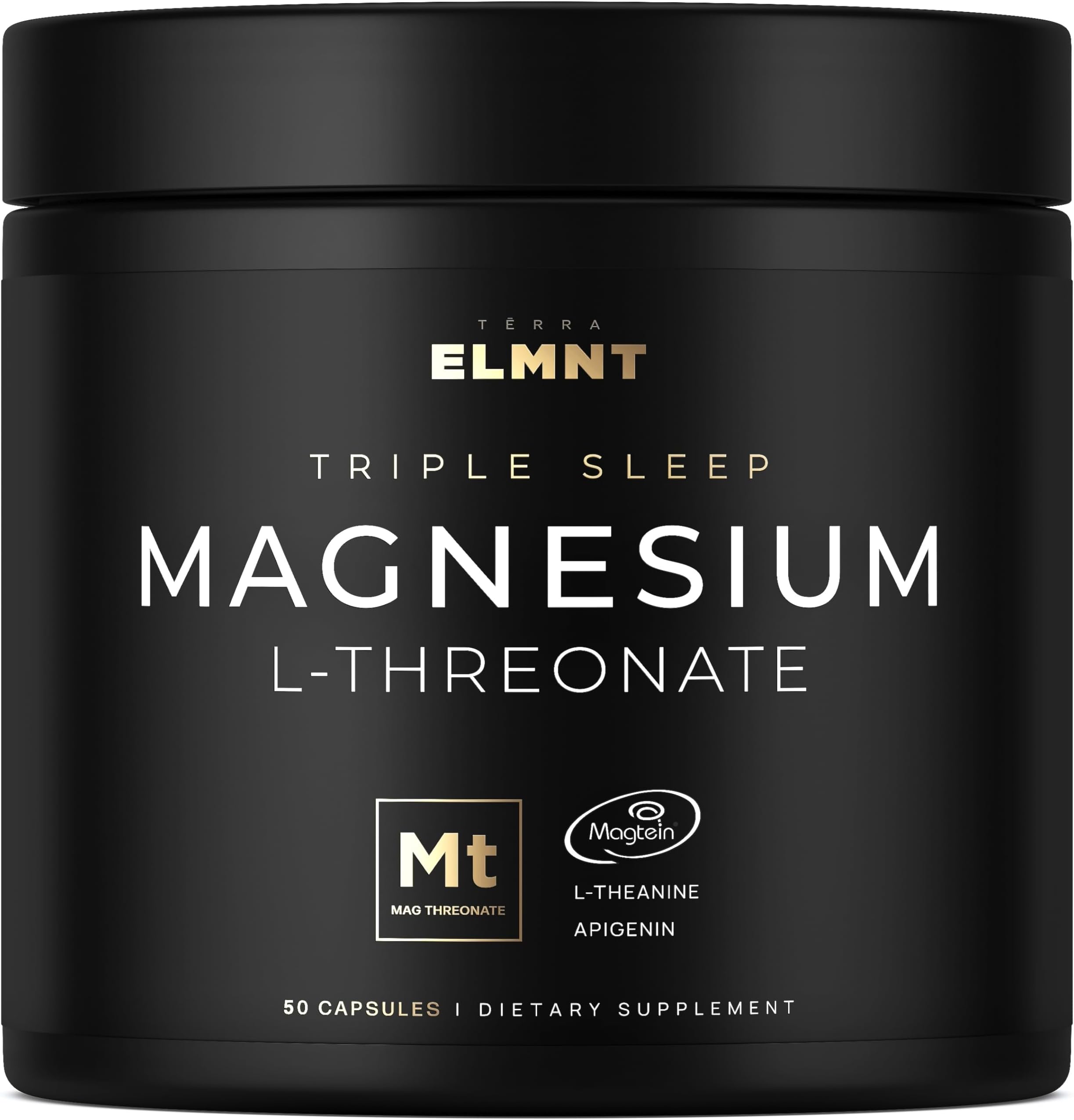 ELMNT Triple Sleep Magnesium Threonate w. Apigenin, Theanine & Magtein Magnesium L-Threonate - Highest Absorption Magnesium Supplement Capsules Natural Sleep Aid for Deep Sleep Calm & Stress Relief
