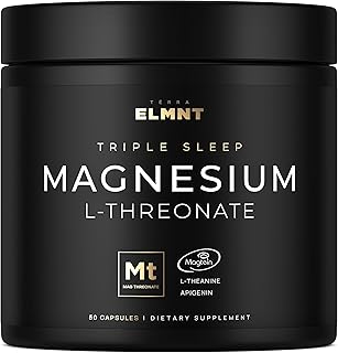 Triple Sleep Magnesium L-Threonate w. Apigenin, Theanine & Magtein Magnesium L Threonate - High Absorption Magnesium Supplement Capsules for Men and Women Magnesium Powder Pills