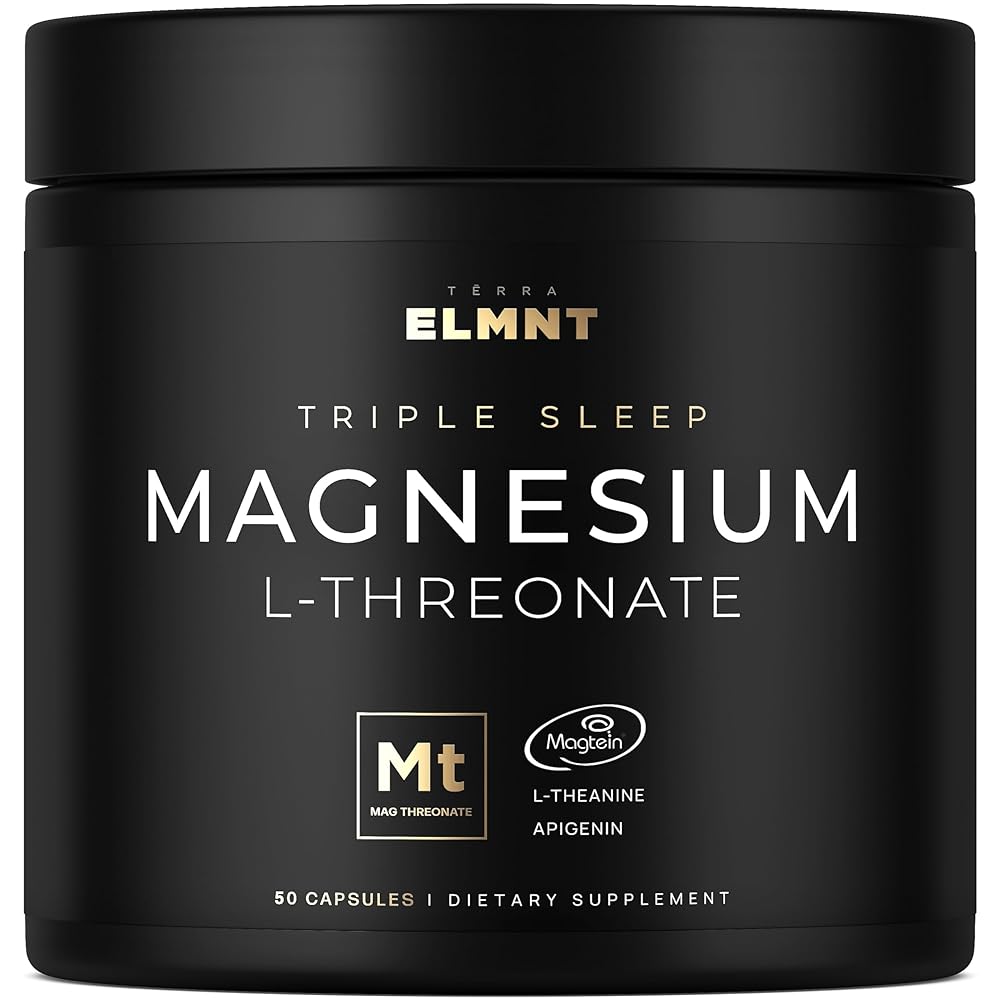 Triple Sleep Magnesium L-Threonate w. Apigenin, Theanine & Magtein Magnesium L Threonate - High Absorption Magnesium Supplement Capsules for Men and Women Magnesium Powder Pills