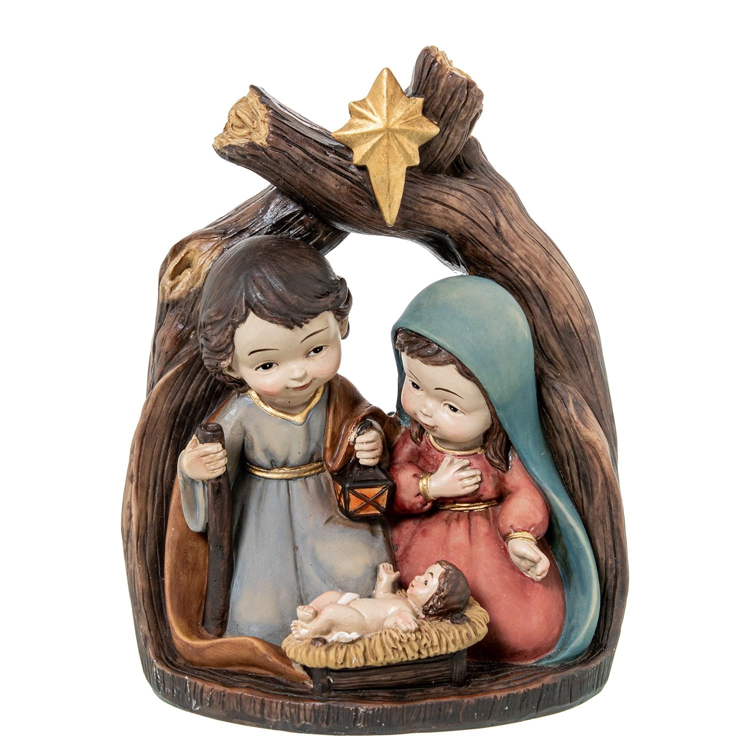 DRW Misterio - Nacimiento - Portal de Belen de Resina en Beige y Marron 6x16x8 cm