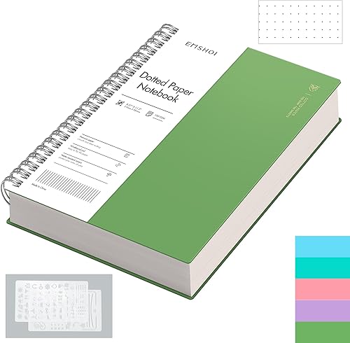 EMSHOI Cuaderno de espiral A4, diario punteado, 11.2 x 8.27 pulgadas, 300 páginas150 hojas, papel de cuadrícula de puntos de 3.53 ozm, tapa blanda