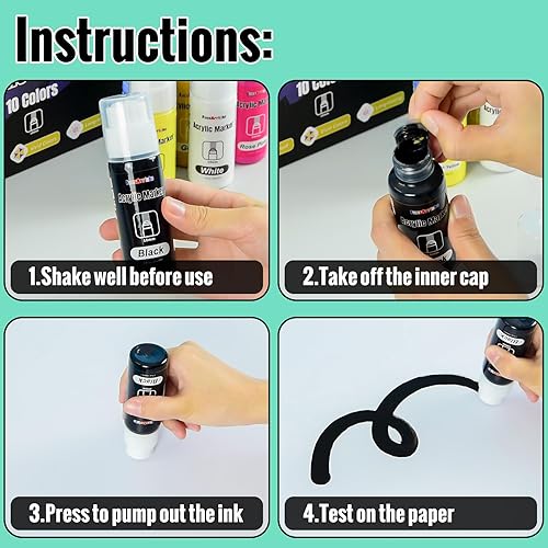 Miniatura 3 de FansArriche Marcadores de graffiti, punta redonda jumbo de 0.709 in (2.0 fl oz2 onzas), marcadores de pintura acrílica a base de agua para arte,