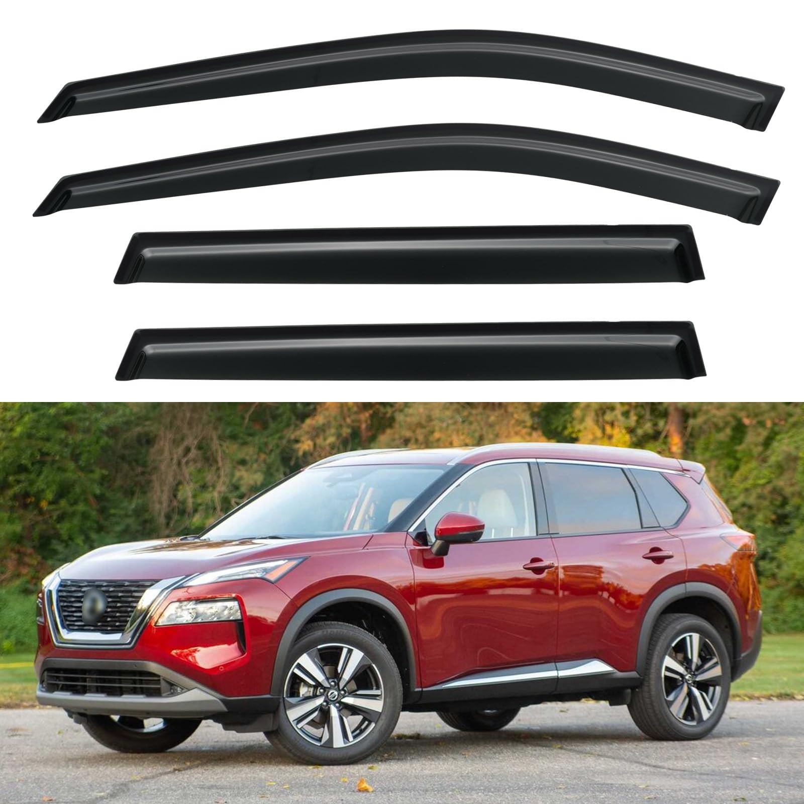 Window Visors Rain Guards for 2021-2026 Nissan Rogue | Out-Channel Window Vent Wind Deflectors Visors Shades Protectors for 21-26 Rogue (Not for Nissan Rogue Sport &amp; Select)