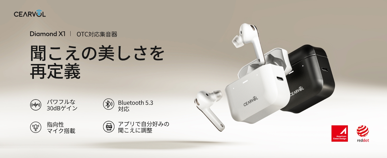 Amazon.co.jp: Cearvol 集音器 Bluetooth5.3 ワイヤレスイヤホン型