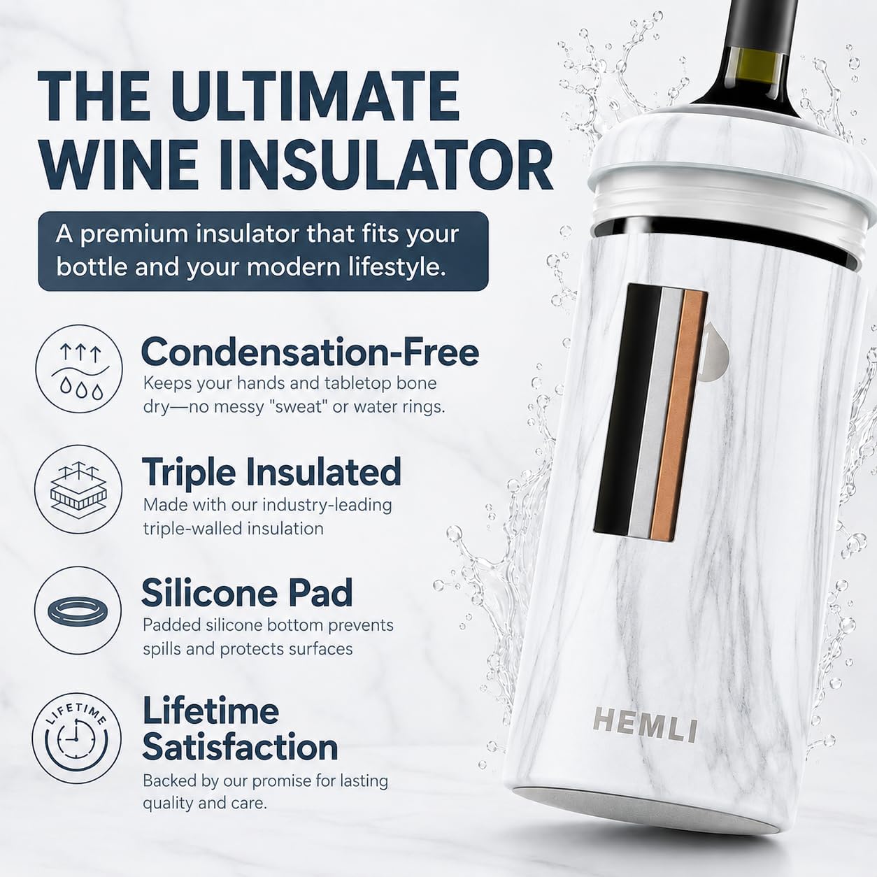 Wine Bottle Insulator Sleeve, Wine Chiller, Wine Bottle Chiller, Wine Bottle Cooler, Wine Chiller Sleeve, Wine Cooler Holder, Champagne Bottle Chiller, Wine Gift Ideas for Women (Marble) image 3