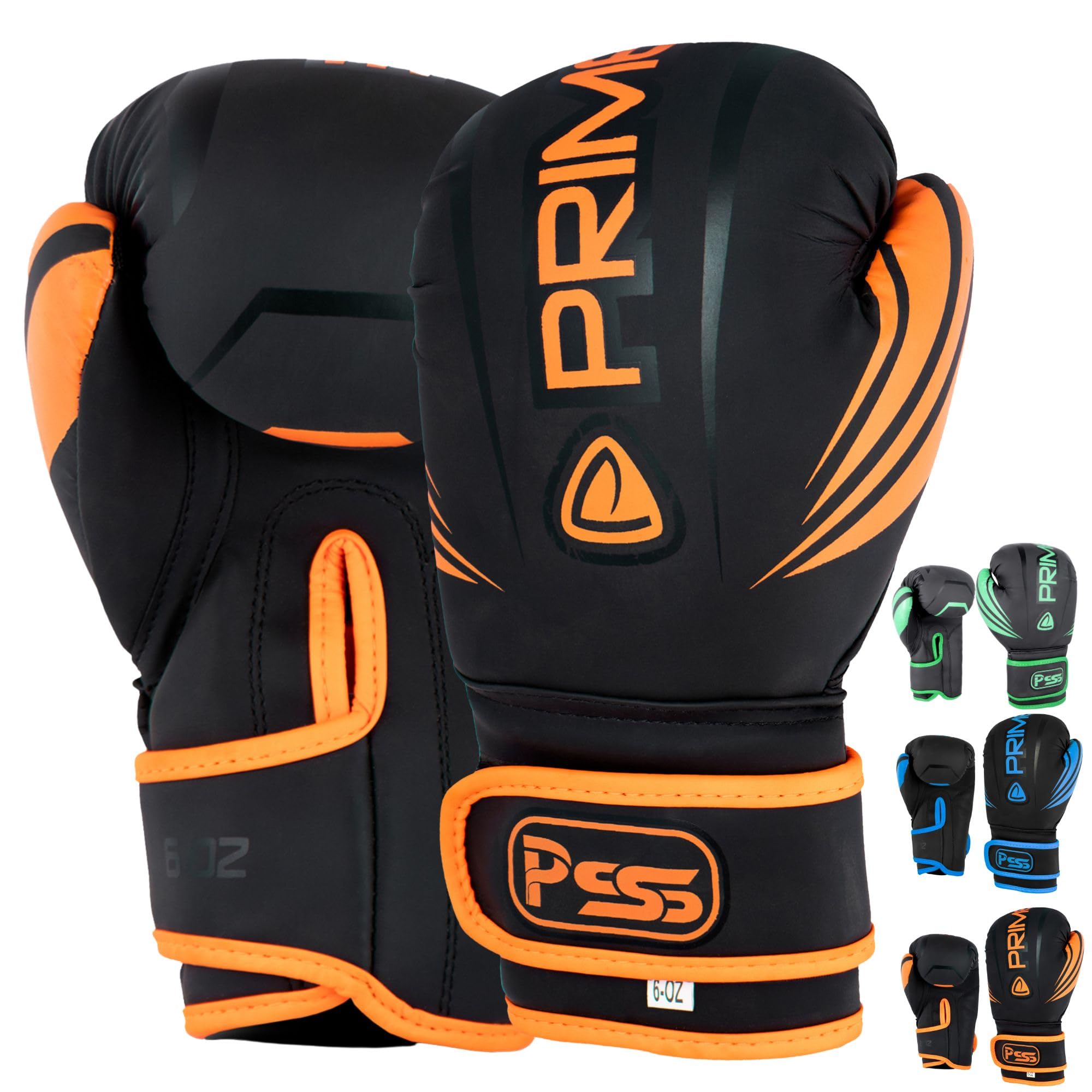 PSS PU Matt Leather Kids Boxing Gloves 4oz, 6oz, 8oz Aggressive & Kickboxing junior Sparring Punching bag MMA Muay Thai for Fighting Training Gloves 1026 (1026 Orange, 8 oz)