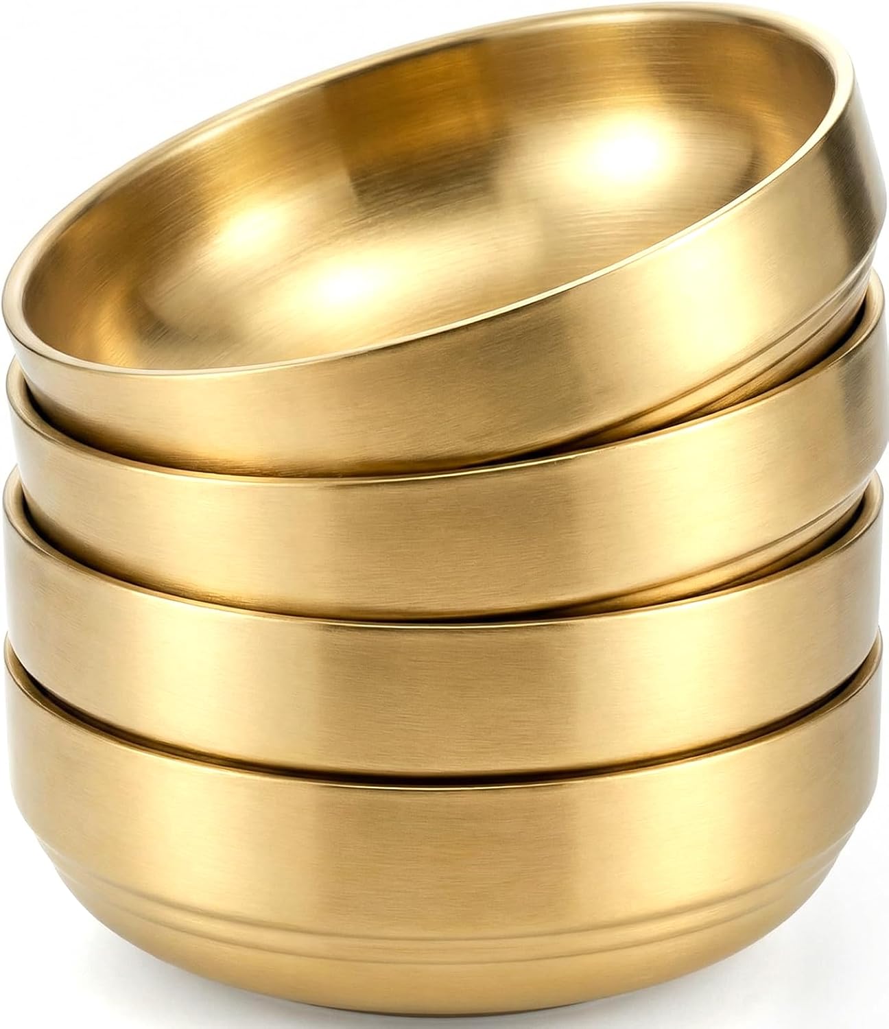 4 PCS Stainless Steel Sauce Dish, 4.6 Inch Round Dipping Bowls, Condiment Dish Sauce Plate for Sushi Oil Vinegar Juice Salad Appetizer Side Dish Restaurant Home Kitchen Gold