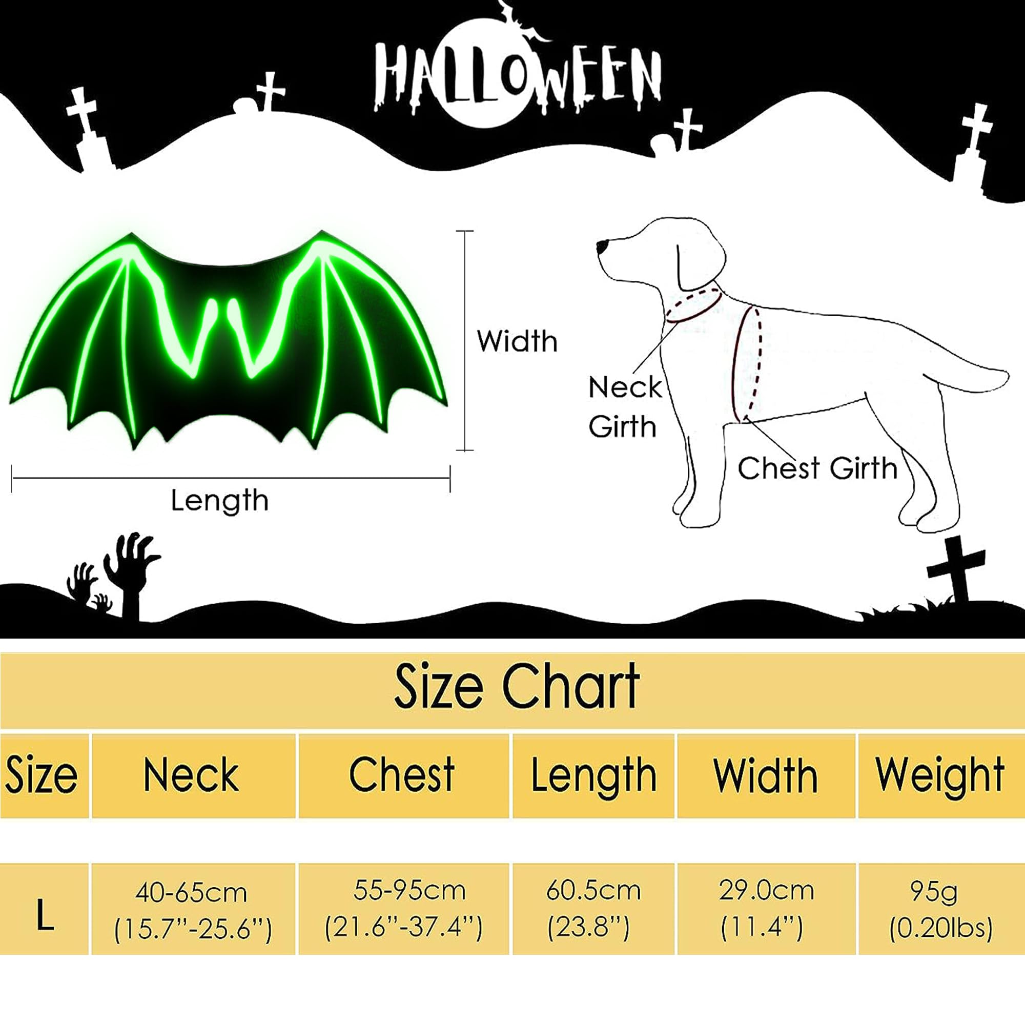 LIBRNTY Ali di Grande Cane,Ali di Pipistrello per Animali Domestici,Halloween Pet Costume,Decorazione Cosplay per Cani di Grossa Taglia,Feste di Halloween e Altro Ancora(Nuovo aggiornamento nel 2023)