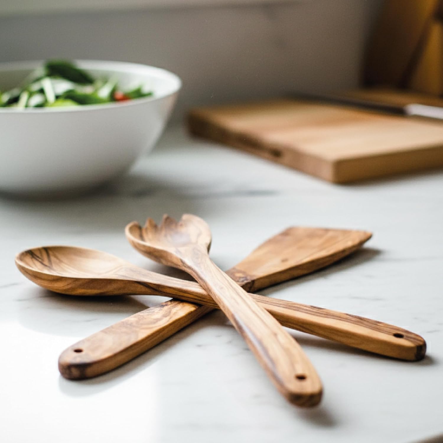 3-Piece Olive Wood Cooking Utensils Set – Handcrafted Spoon, Spatula & Fork – Premium Wooden Kitchen Tools – Gift-Ready, Eco-Friendly & Safe for Nonstick Cookware image 2
