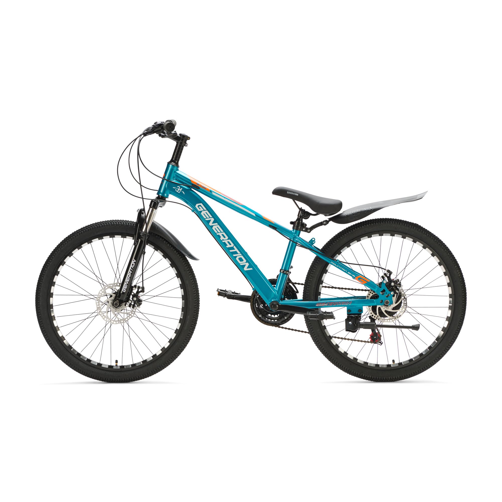 Generation M-760 Mountainbike 24 Zoll - Kinderfahrrad mit Schutzblechen - Scheibenbremsen - 21 Gänge - Hellblau