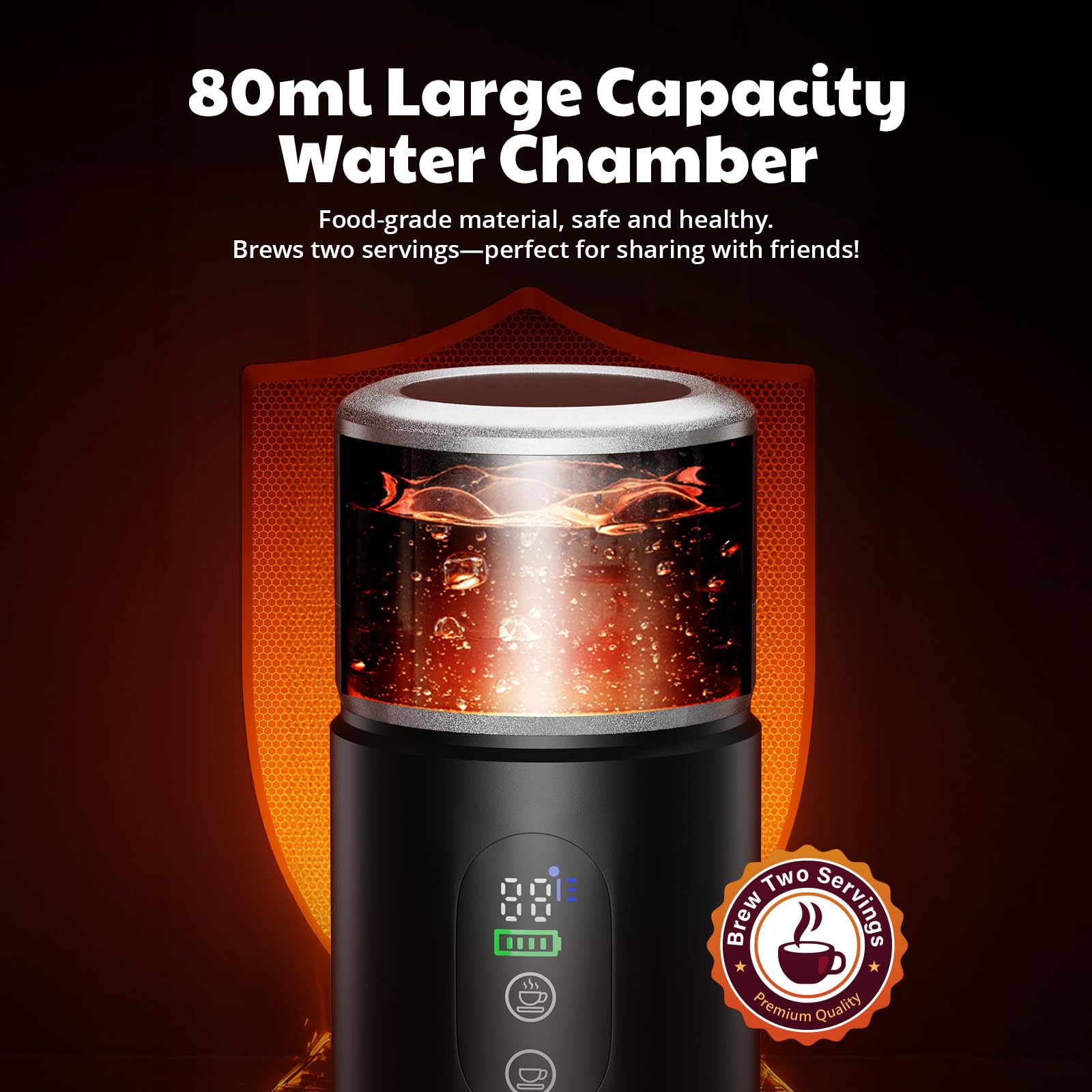Cafetera portátil 3 en 1, cafetera de cápsulas expreso cafetera recargable con batería de 2 × 7500 mAh,compatible con cápsulas Ness-preso, Dolce-Gusto, para camping, oficina, viaje