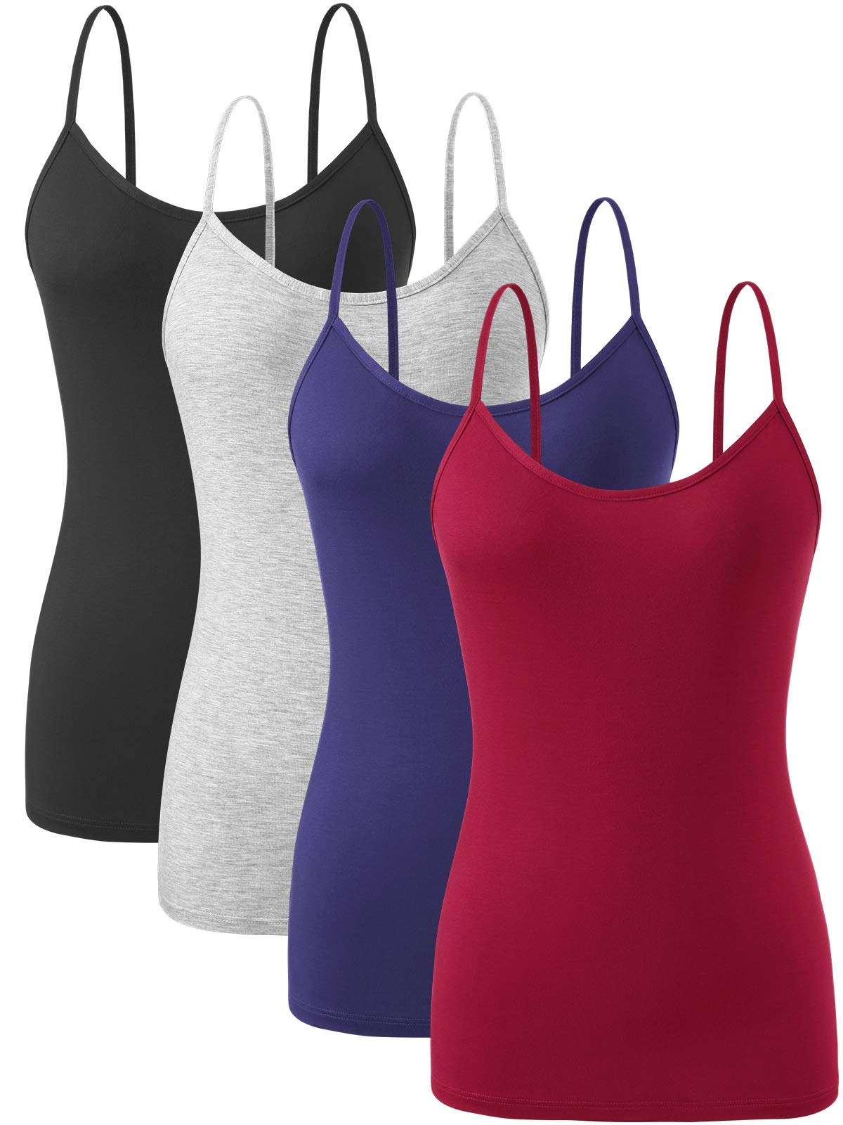 Orrpally Basic Cami Tank Tops Women Lightweight Camisole Stretch Tank Top Adjustable 4-Pack