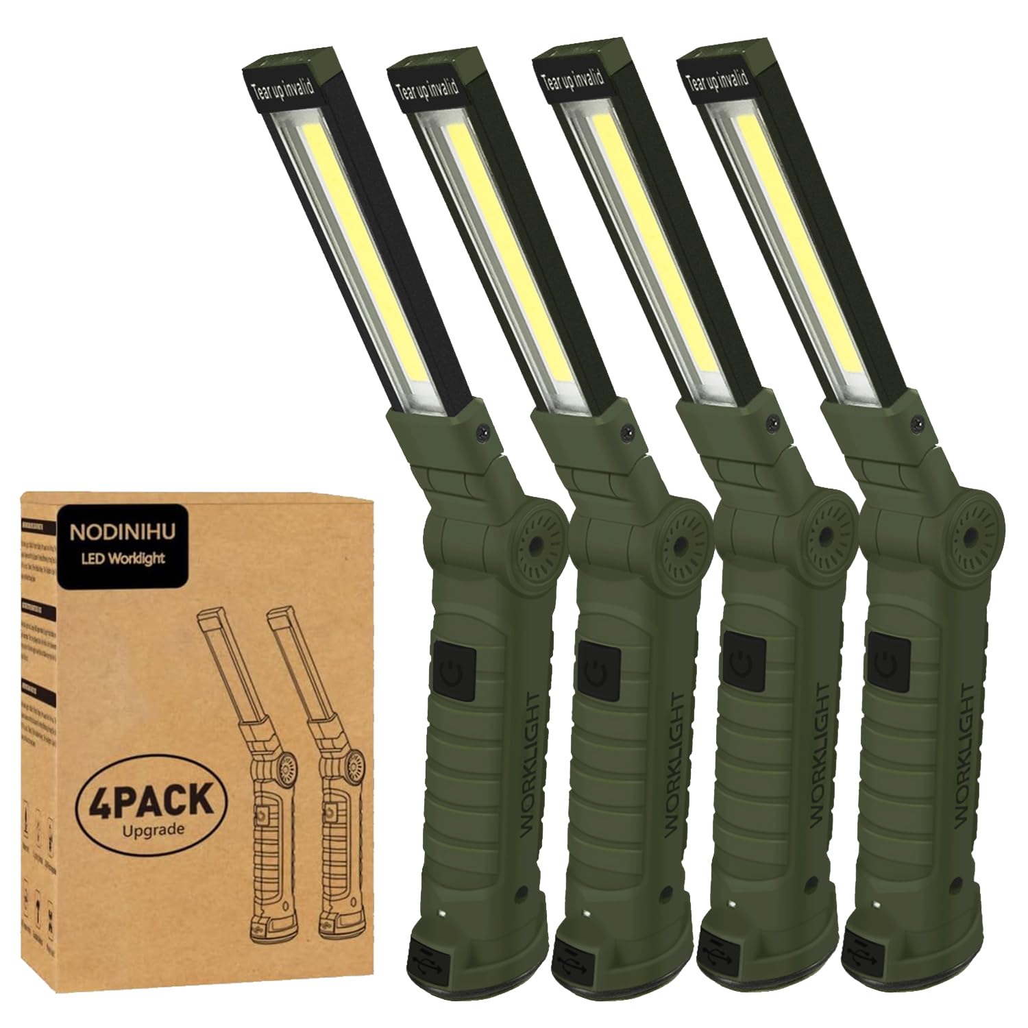 NODINIHU Rechargeable Work Lights - 4 Pack, Magnetic & Hanging -13
