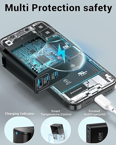 Miniatura 20 de Bloque de cargador USB C de 65 W, cargador de pared GaN de 3 puertos, plegable, compacto, tipo C, carga rápida para MacBook Pro/Air, para iPhone