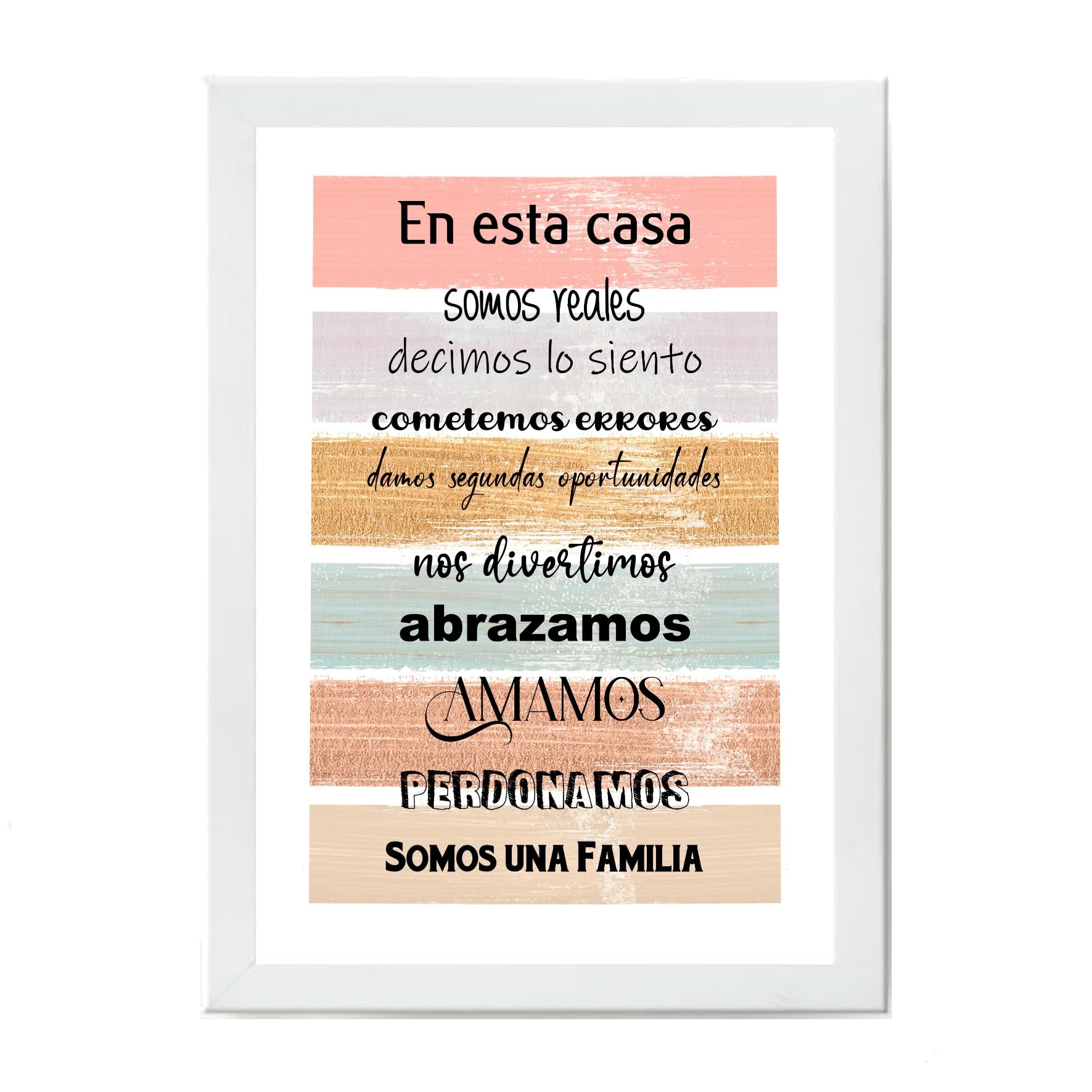 Normas de la casa. Cuadro frase motivadora. Lamina A3 ó 50 x 70 enmarcada. Cuadro con mensajes.cuadros decorativos con marco, sin clavos. Hecho en España (A3 (29,7 X 42cm), MARCO BLANCO)