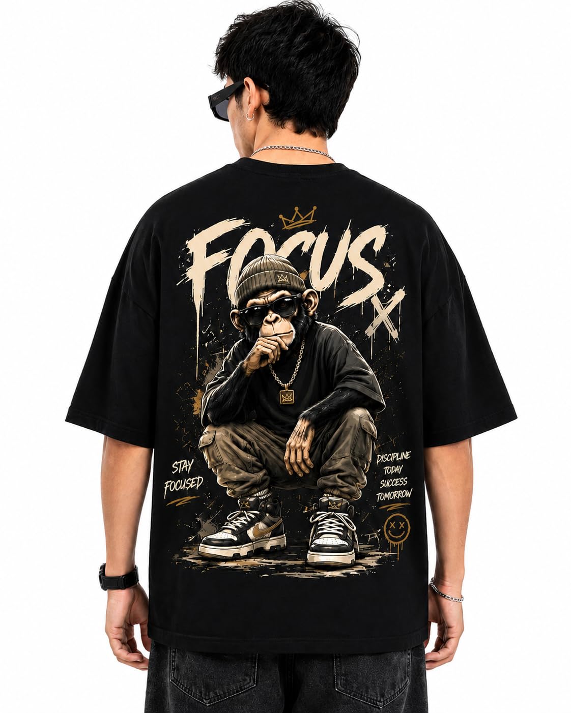 Buy SHEENANDSHINE Sheen & Shine Focus Monkey Graphic Oversized T