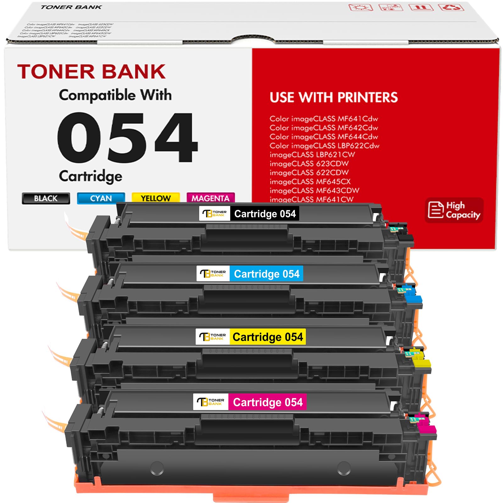 Toner Bank Compatible Toner Cartridge Replacement for Canon 054 054H Color ImageCLASS LBP621cw LBP623cw MF644Cdw MF642Cdw MF641Cw MF643cdw MF645cx LBP622Cdw LBP620 MF640C (Black Cyan Magenta Yellow)-picture-10