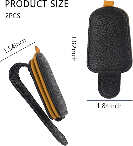 Miniatura 2 de Soporte magnético para lentes de sol para visera de automóvil, clip magnético de cuero para lentes de sol con color frío de colisión, accesorios