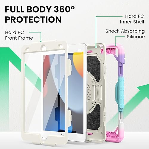 Miniatura 67 de SEYMAC Funda para iPad de 9ª/8ª/7ª generación de 10.2" 2021-2019, funda protectora resistente a prueba de golpes con protector de pantalla, soporte