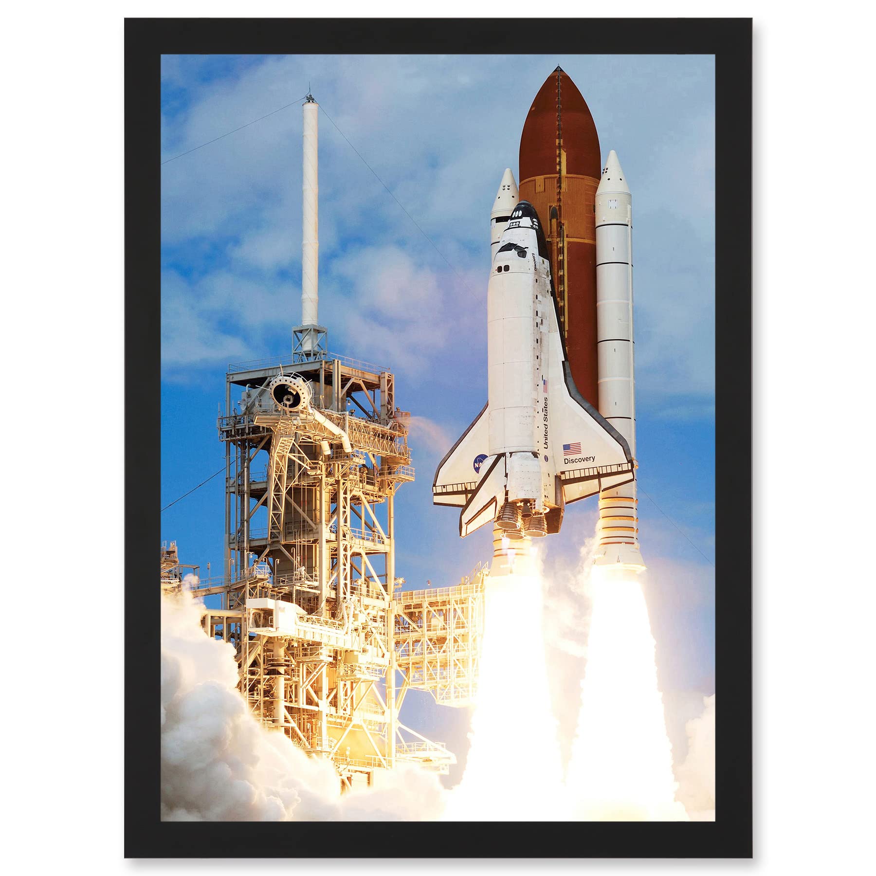 Space Nasa Shuttle Discovery Rocket Launch USA Photo Framed A4 Wall Art Print
