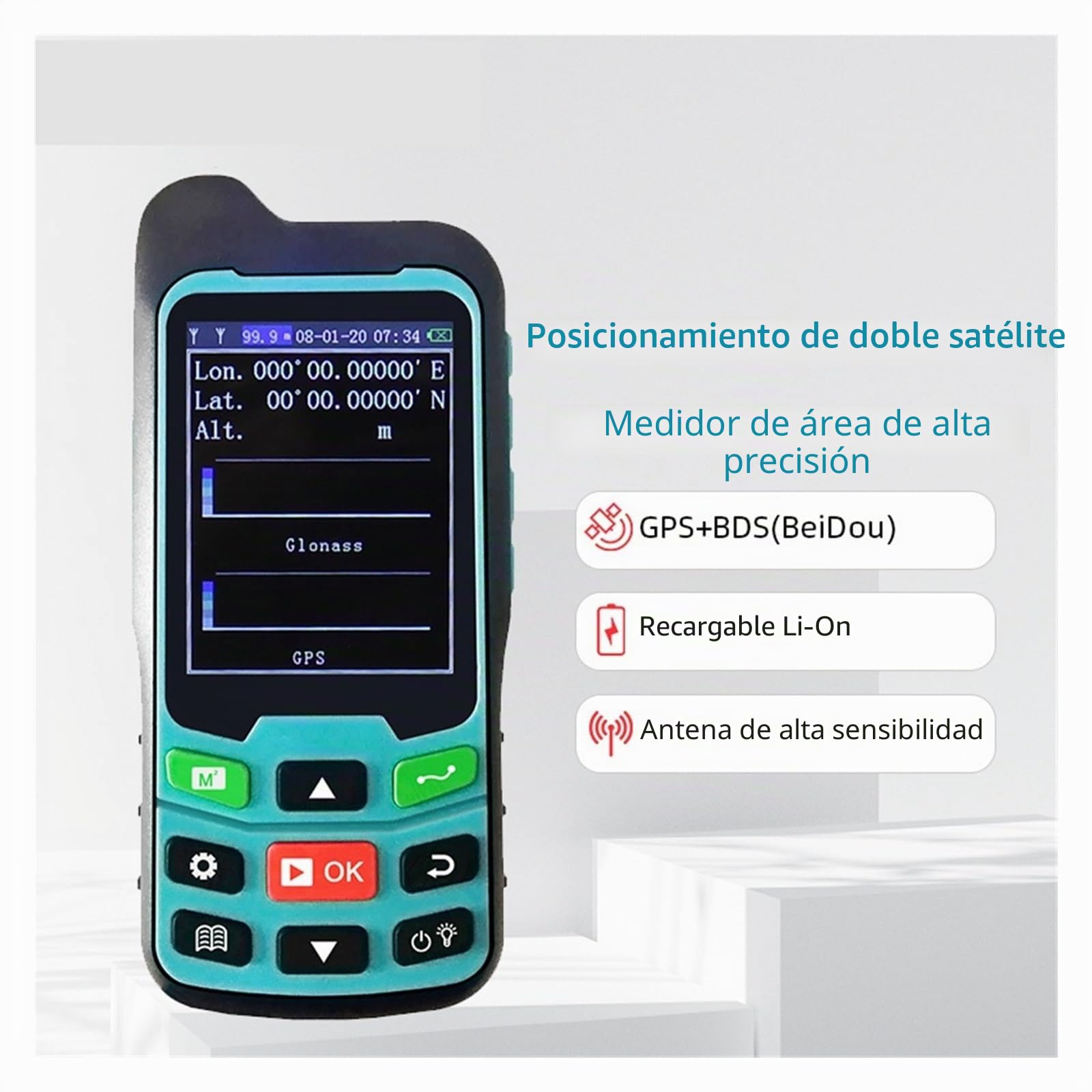 Medidor de área de terreno Medidor De Tierra GPS/arado, Medidor De Área GPS Portátil, Instrumento De Medición De Tierra, Navegación De Arado, Medidor De Área Terrestre Mide distancia, área y volumen(8