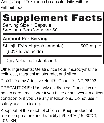Miniatura 2 de Nugenix Essentials Shilajit Cápsulas Suplemento para hombres y mujeres - 500 mg, estandarizado al 50% de ácidos fúlvicos, Himalaya, 60 cápsulas