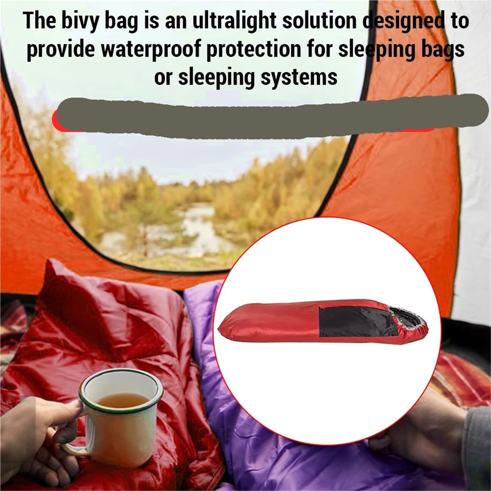 Camping Schlafsack Leichter Schlafsackbezug, kältebeständig, wasserdichter Biwaksack for Outdoor-Camping, Wandern, Reisen(Green)