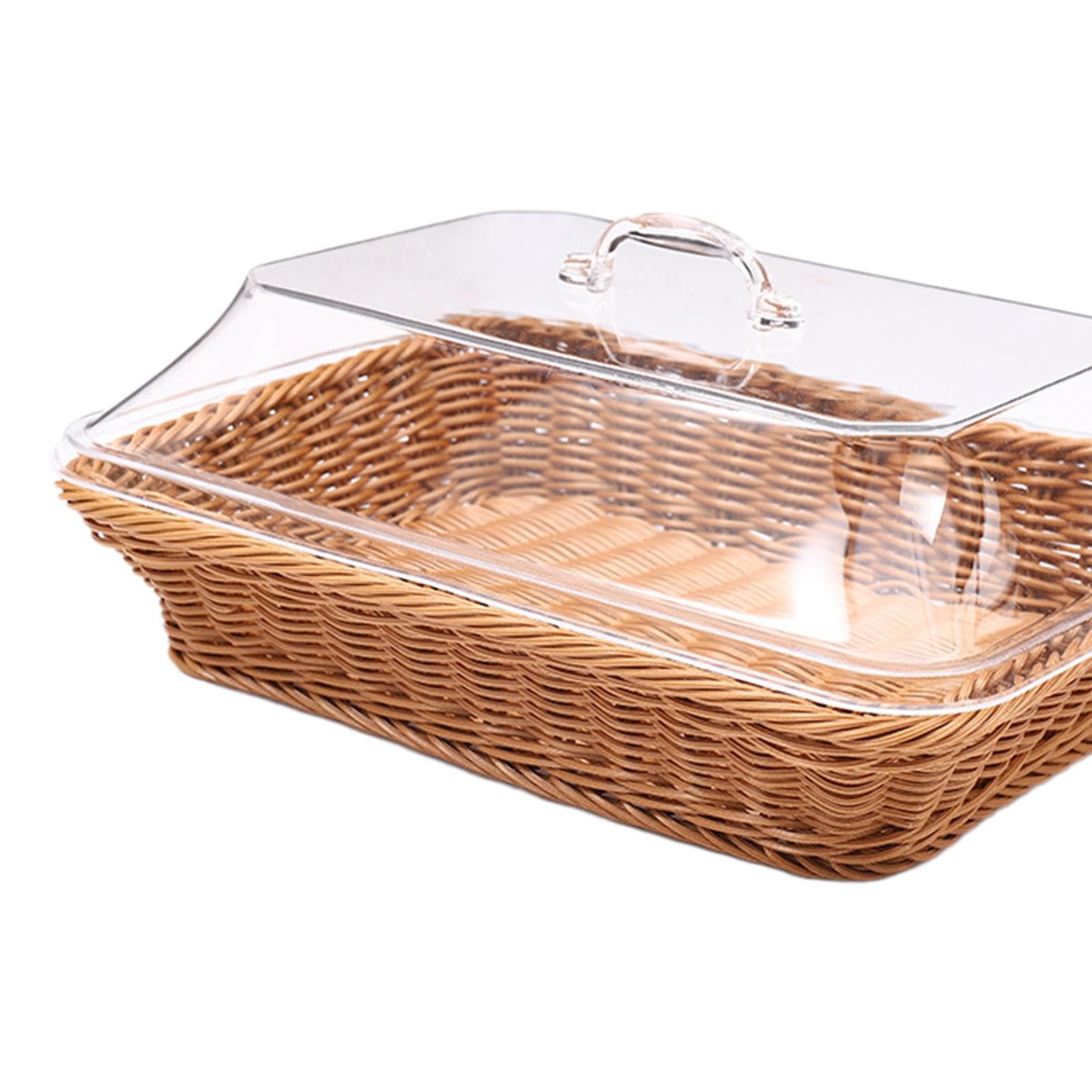 Milageto Cesta de pan, tejida, exhibición de comida rústica, cesta tejida de mimbre de imitación, organizador para mesa, hogar, restaurante, grande