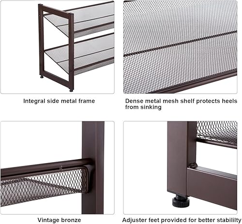Miniatura 29 de SONGMICS Zapatero, organizador de zapatos de 5 niveles, almacenamiento de zapatos de metal para garaje, estante apilable para zapatos, con estantes