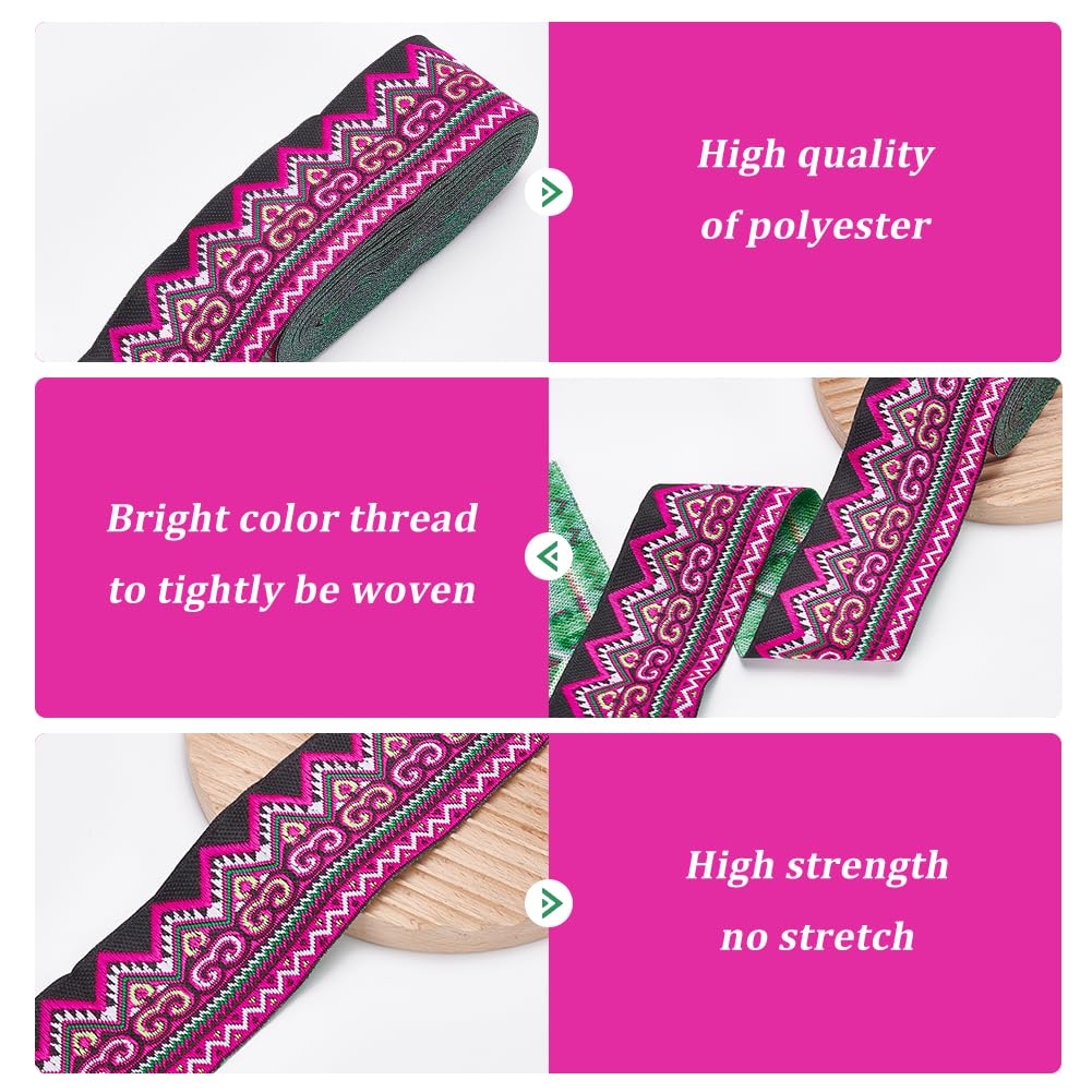 WADORN Jacquardband – 18,28 M, 23 Mm Breit, Vintage-Boho-Stil Mit Rautenmuster (Meergrün)
