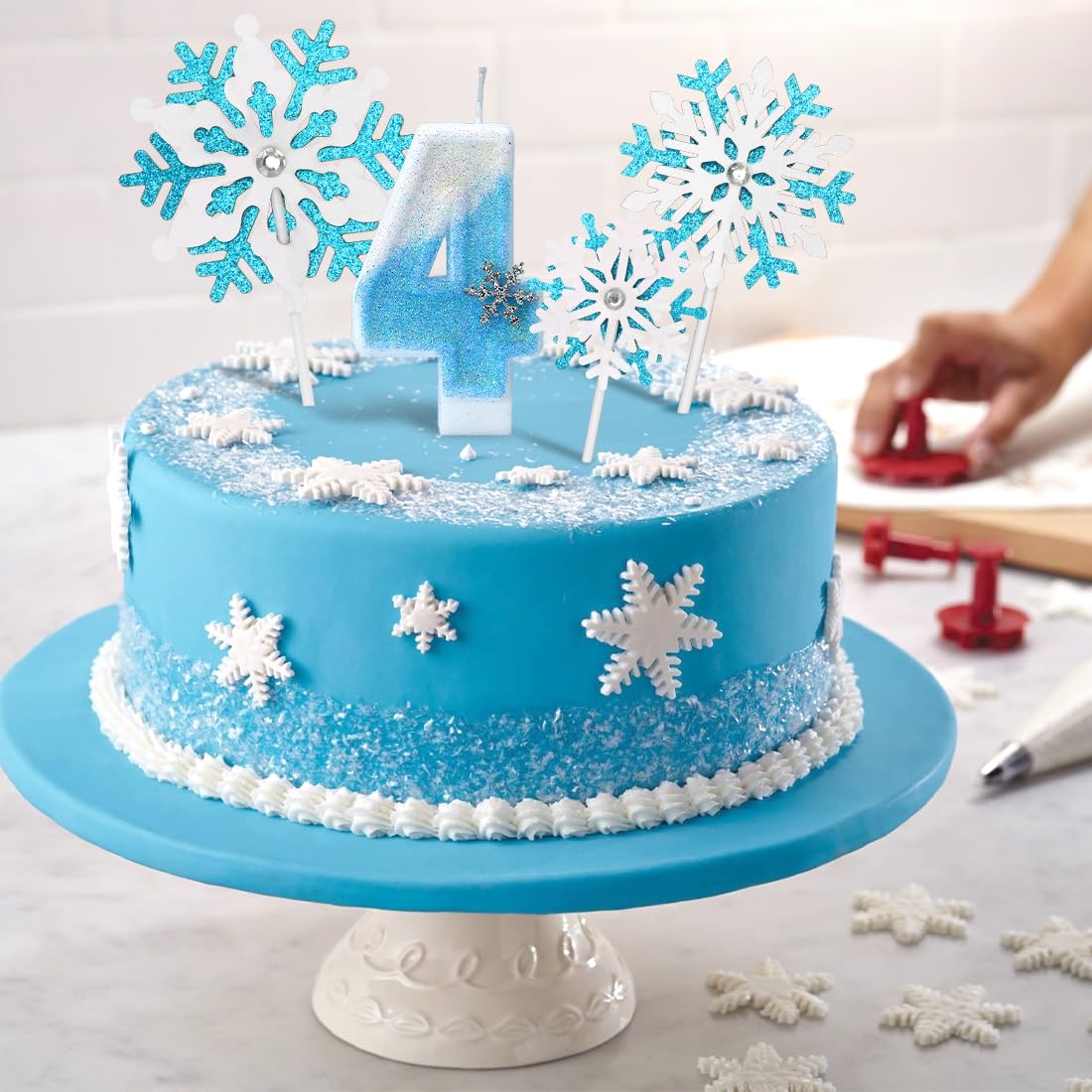 Candela Di Compleanno A Forma Di Tartaruga Con Numero 4 - Verde, Tema Anime Cartoni Animati Per Decorazione Torta - 3
