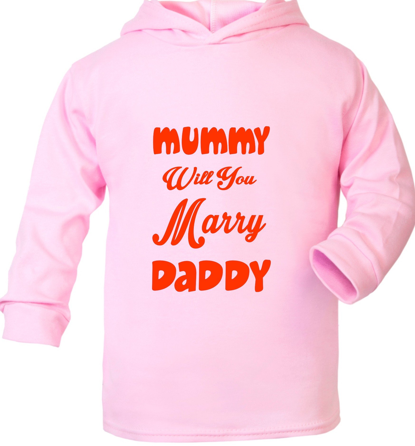 Print4u Pink Mummy Will You Marry Daddy Baby Hoodie Present Gift Age 1-2 Years