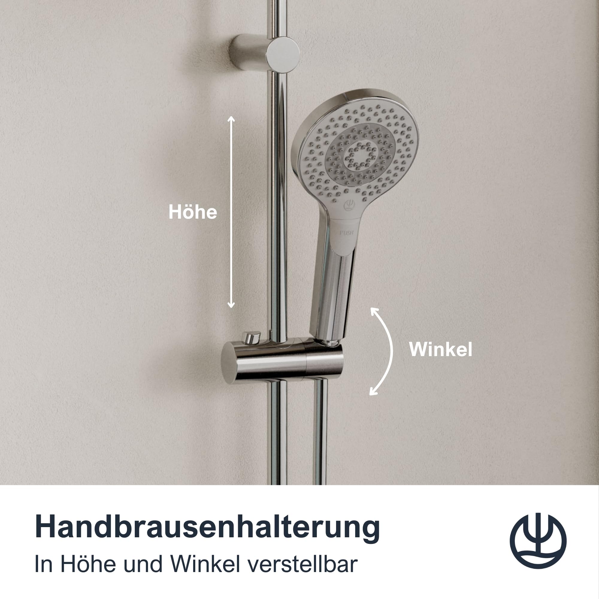 KLUDI -X1 6906705-81 system prysznicowy z głowicą i słuchawką prysznicową, termostatem Dual Shower System, chrom, montaż ścienny, armatura termostatyczna, głowica prysznicowa Ø 250 mm, 3 rodzaje