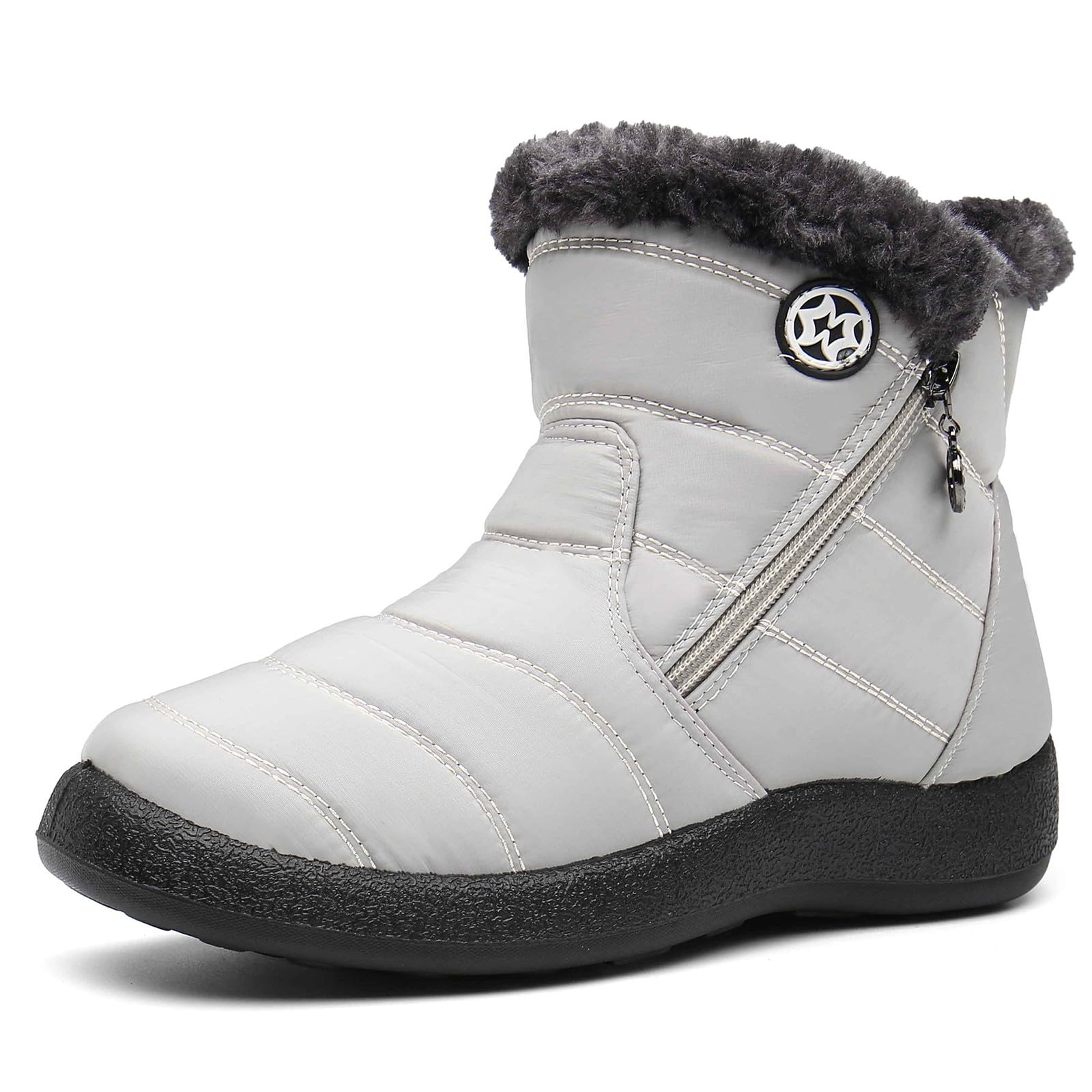 Hsyooes Winter Boots Women's Waterproof Winter Shoes Warm Ankle Boots Winter Snow Depth Lined Short Shaft Boots Non-Slip Slip-On Boots Flat