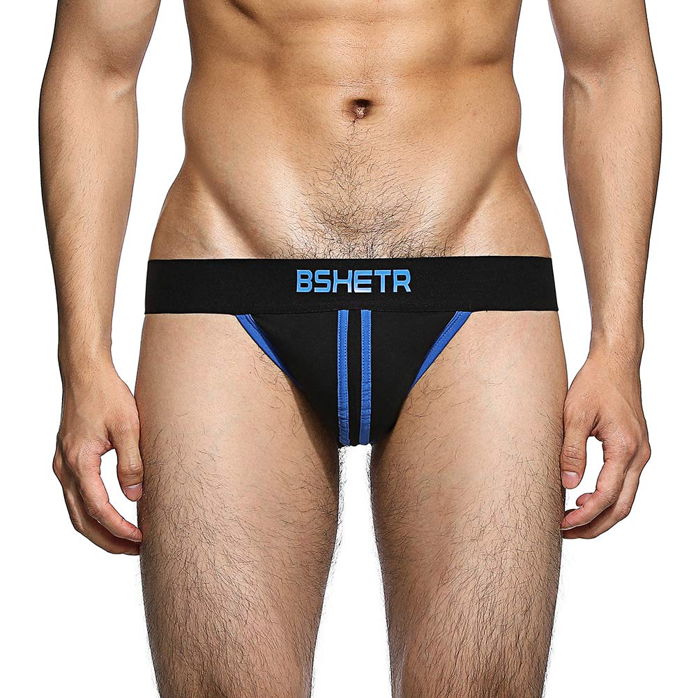 BSHETR Männer Unterwäsche Jockstrap 4er-Pack Baumwolle Niedrige Taille Multi