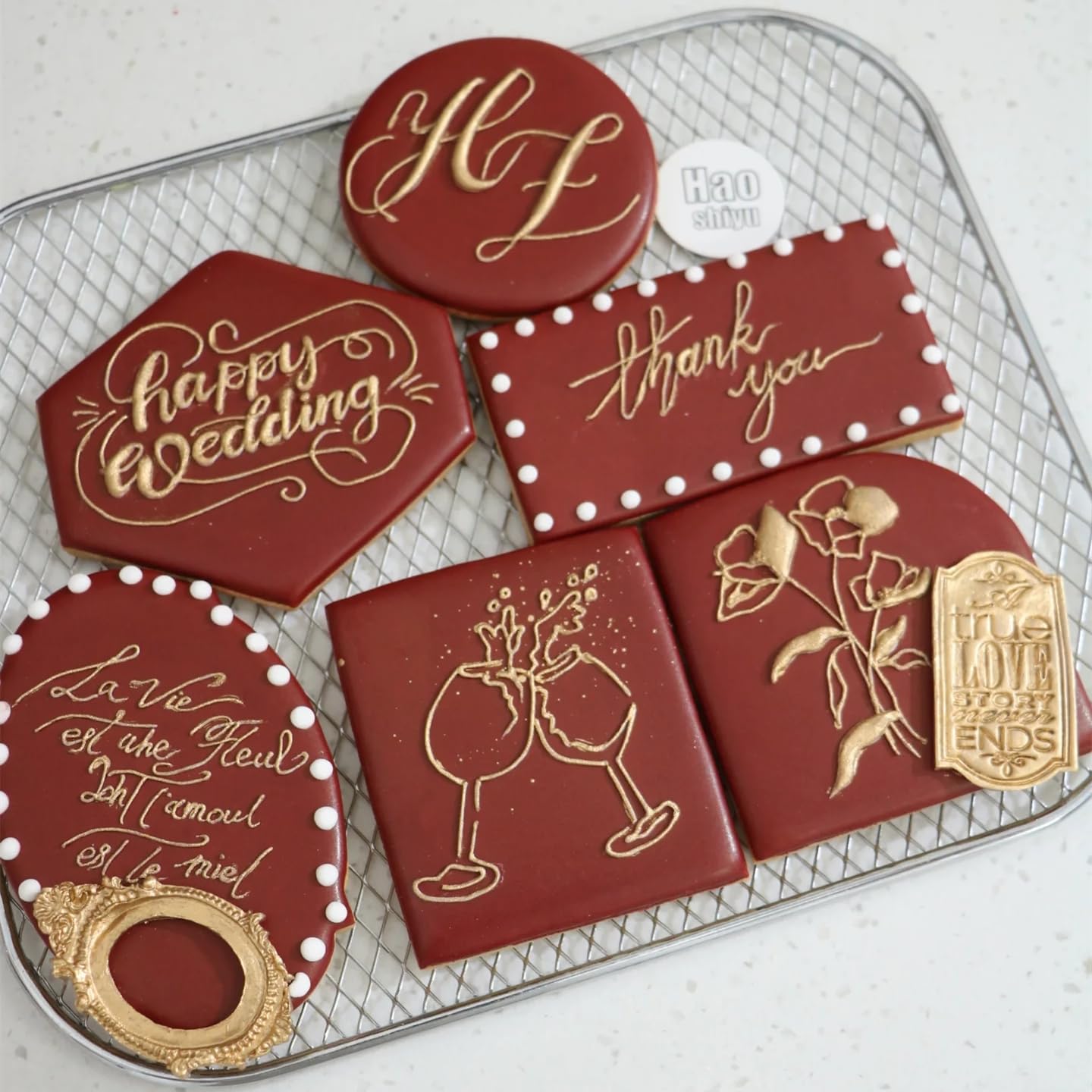 9 Pieces Geometric Plaque Cookie Cutter Set,Arch,Oval,Hexagon,Square,Rectangle，Circle，D-Shape，Long Diamond Frame Shape Stainless steel Molds for Kitchen Baking